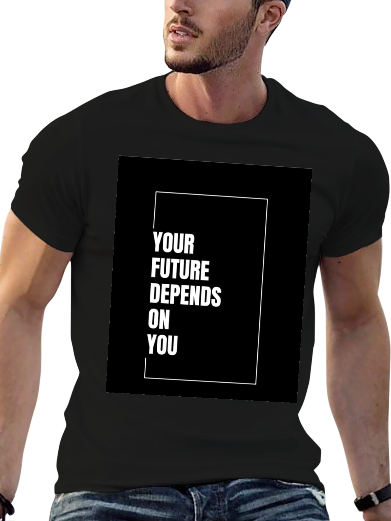 Black Motivational T-Shirt - Your Future Depends On You view 6