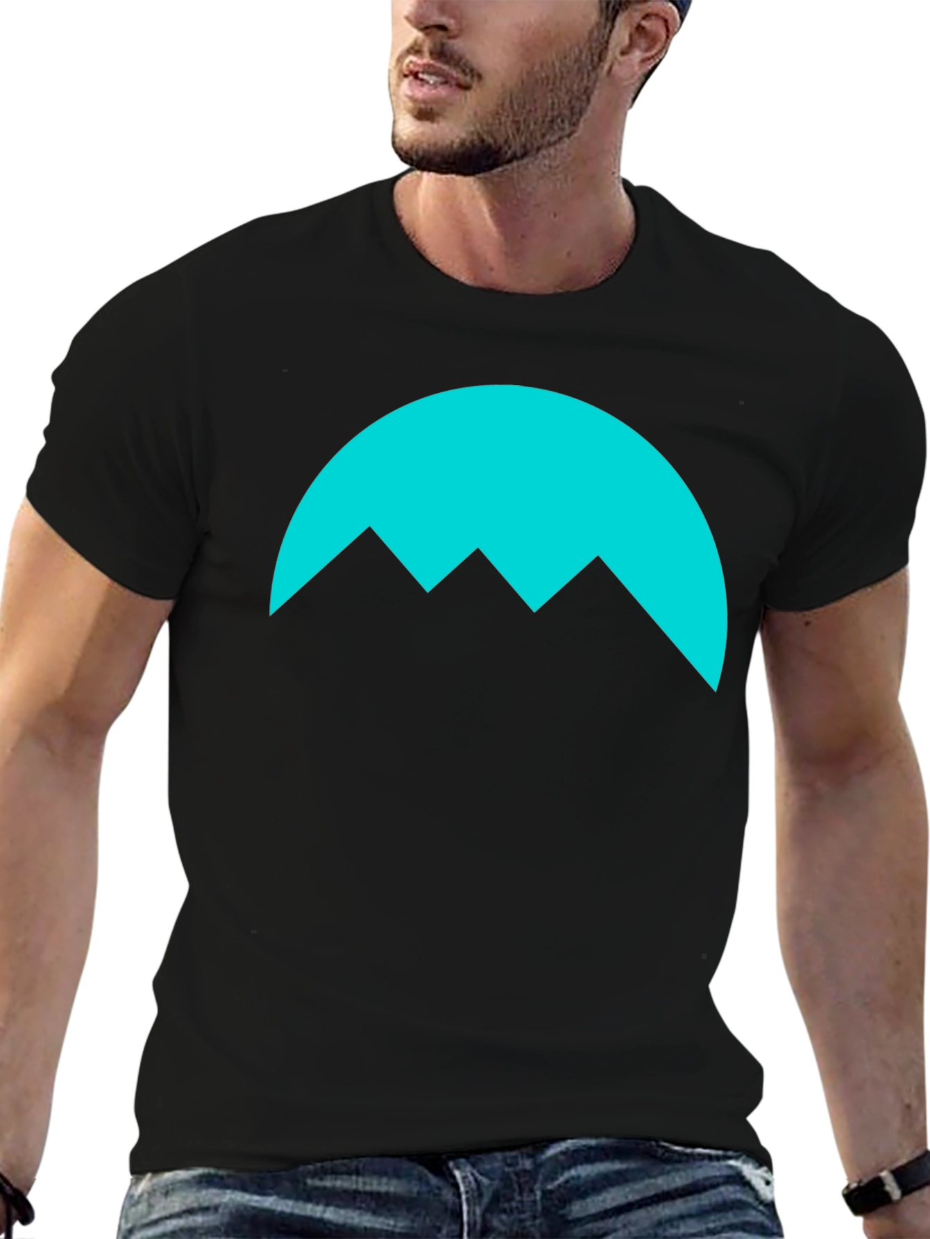 Black Minimalist Mountain Graphic Tee - Black view 6