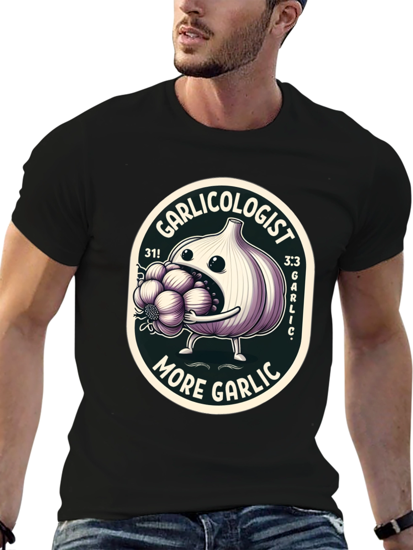 Black Garlicologist Graphic T-Shirt - More Garlic! view 6