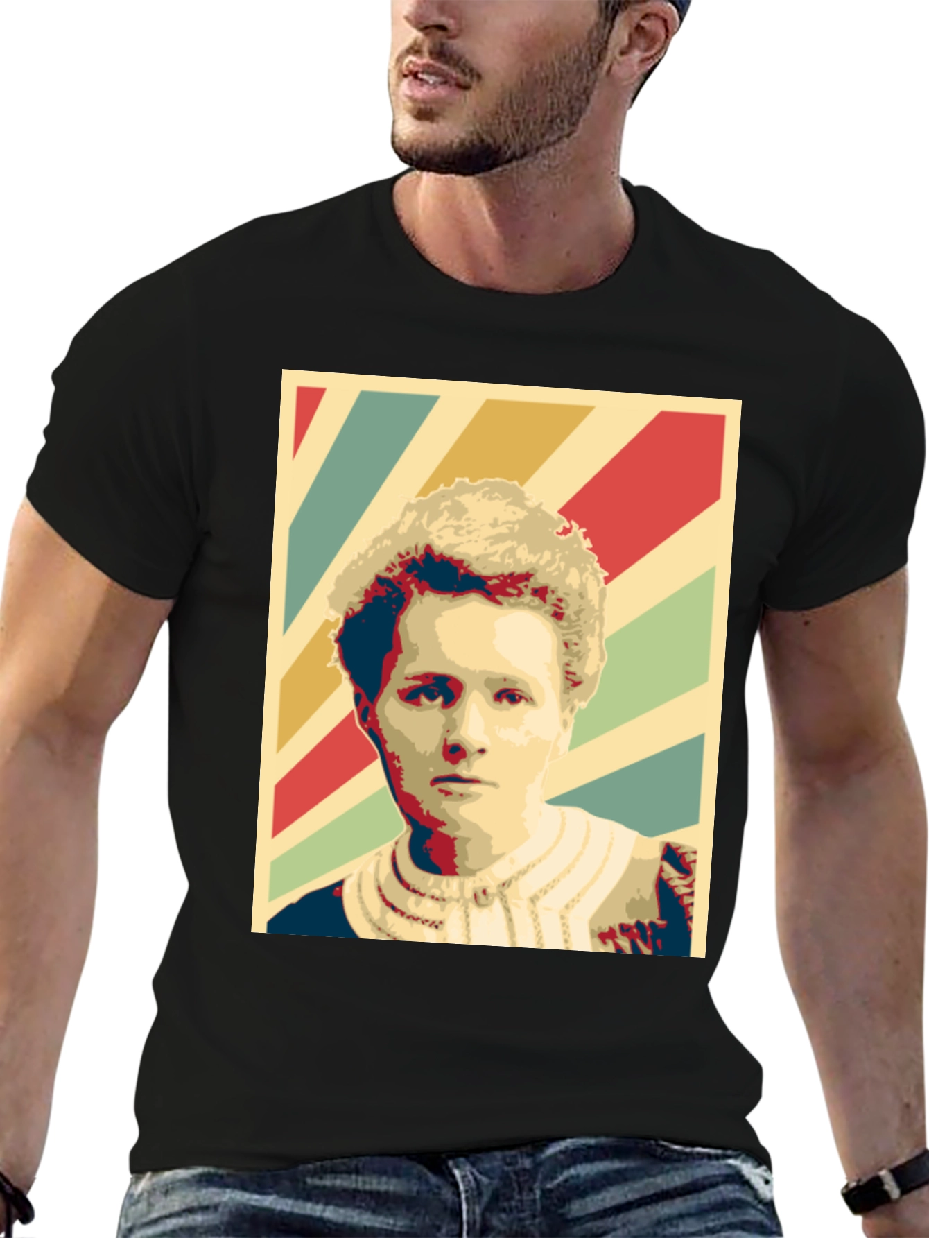 Black Retro Portrait Graphic T-Shirt - Unisex Fashion Tee view 6