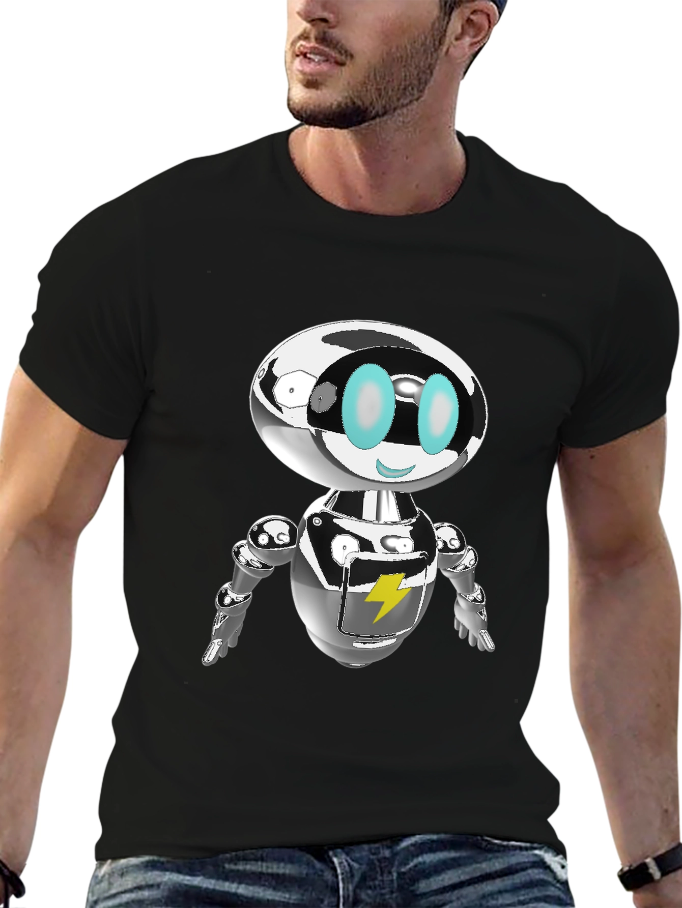 Black Retro Robot Graphic Tee - Sci-Fi Cool view 6