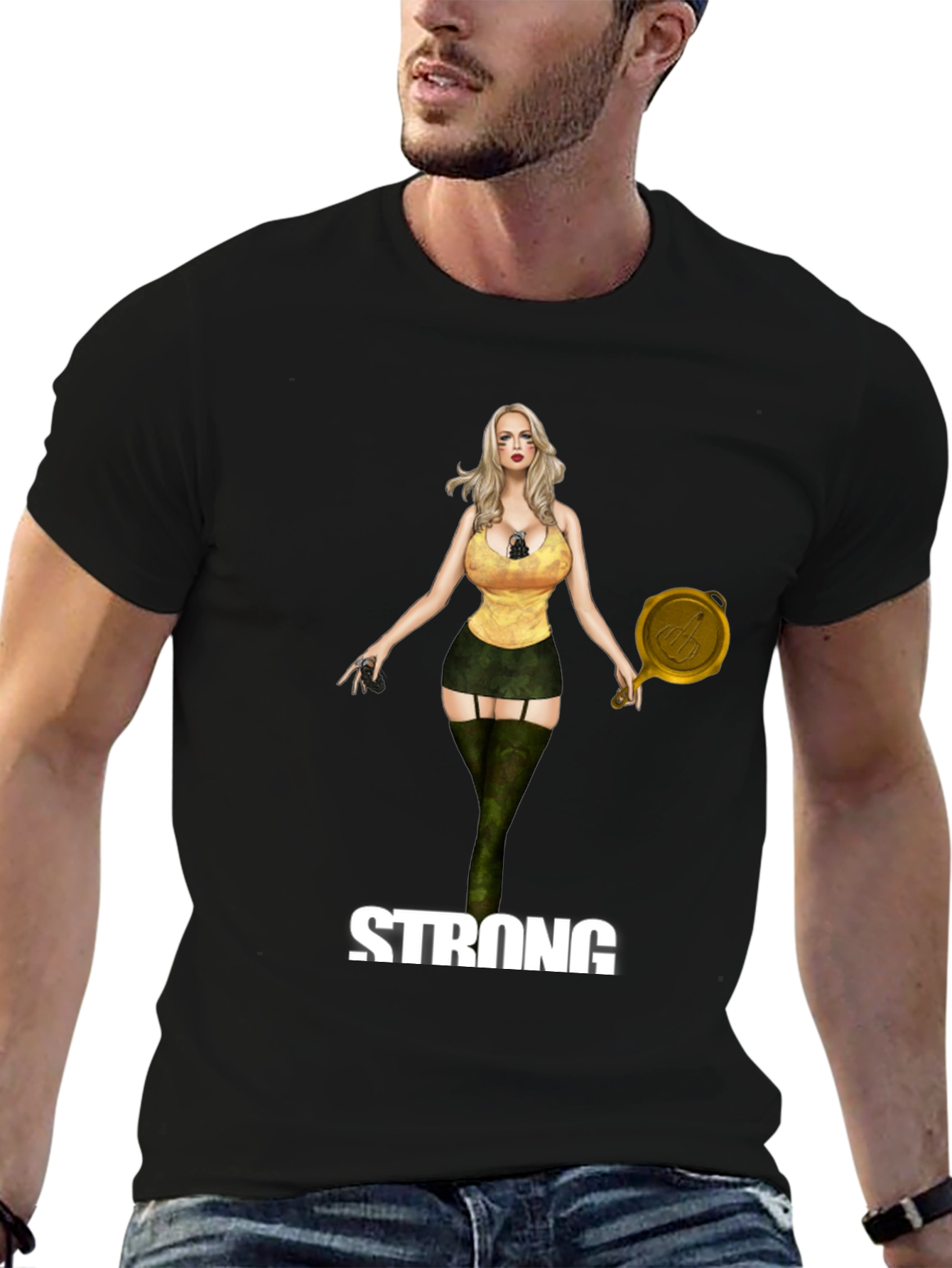 Black Strong Woman Graphic Black T-Shirt view 6