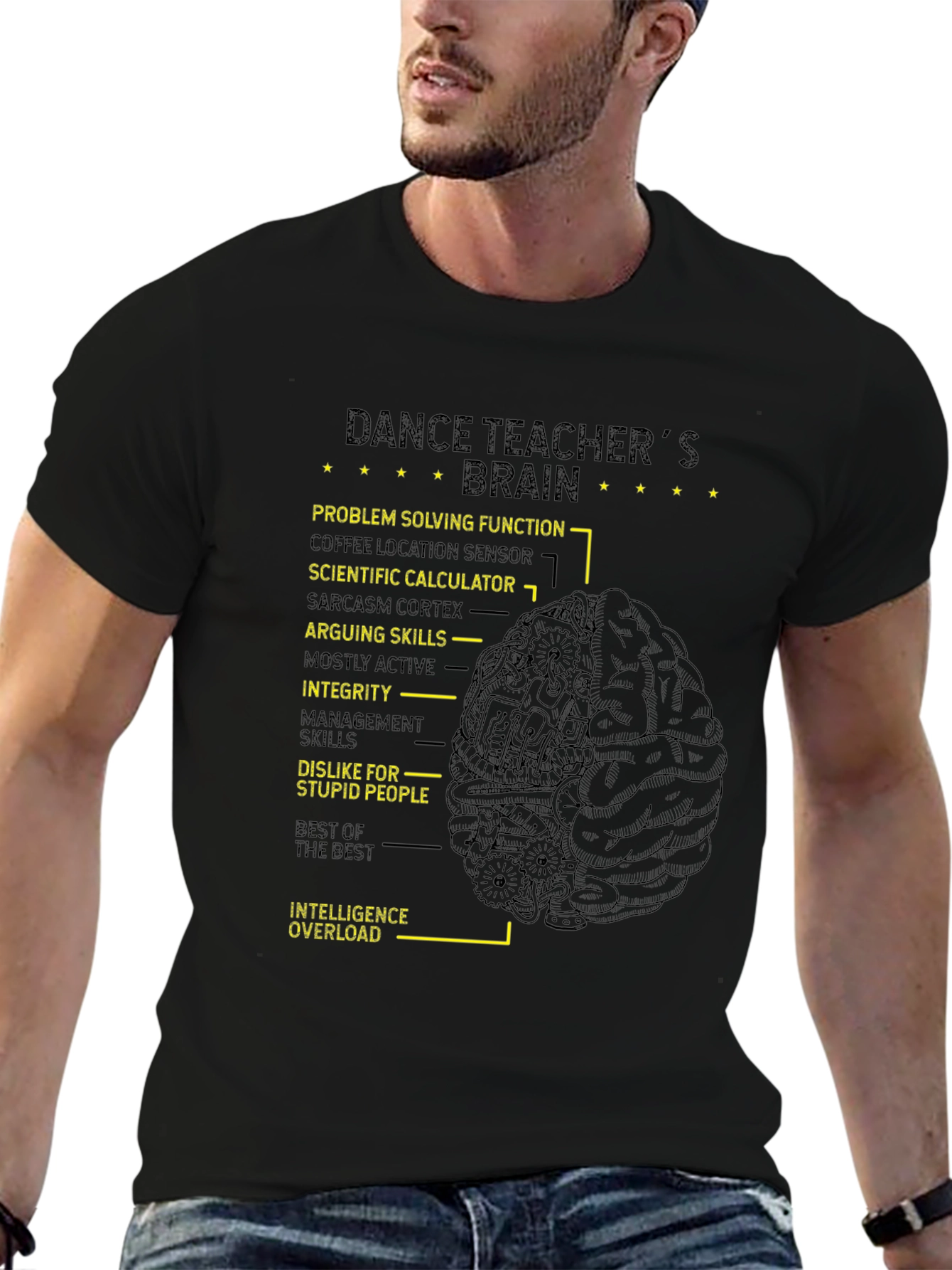 Black Dance Teacher's Brain T-Shirt view 6