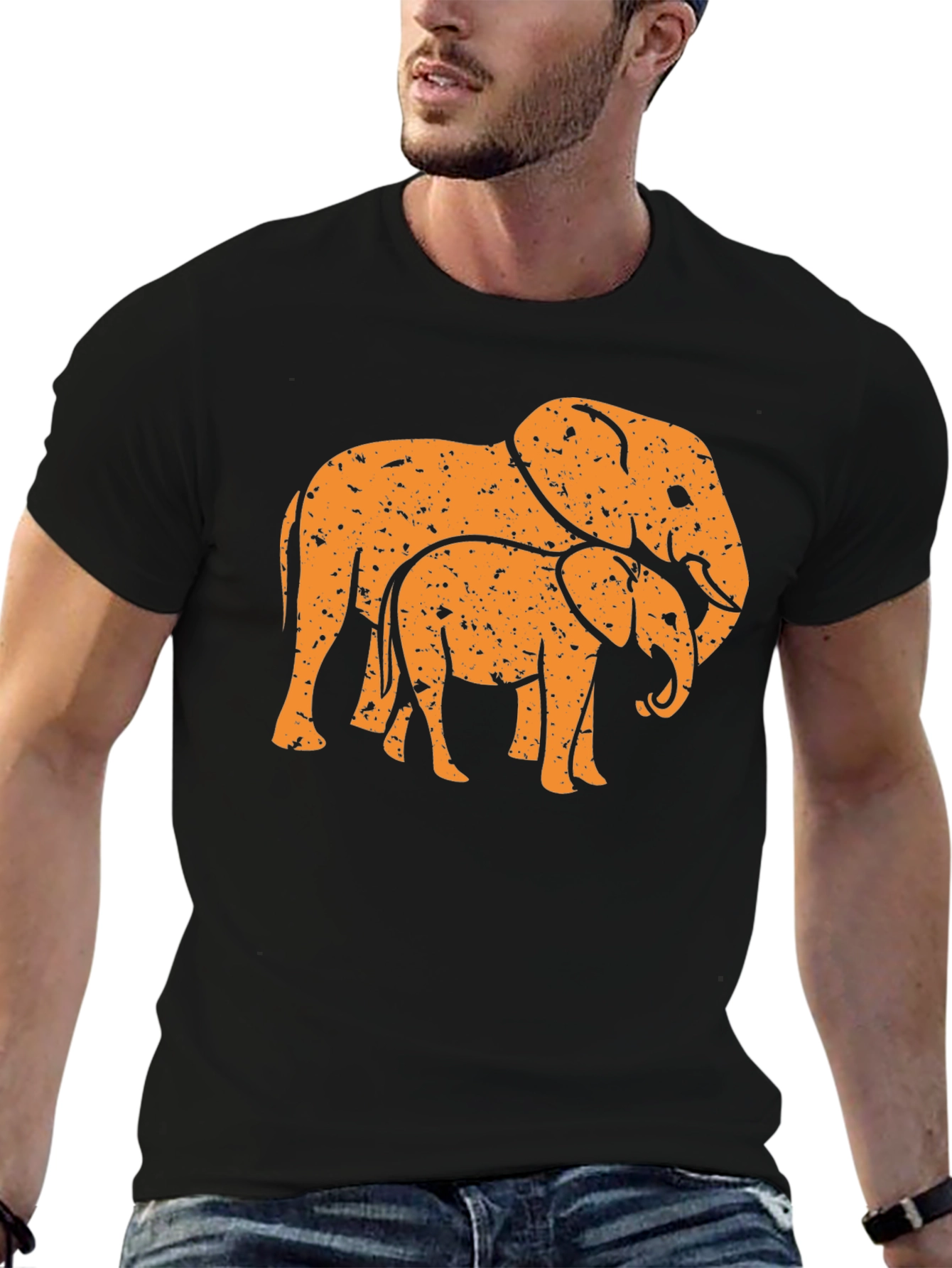 Black Elephant Family Black Graphic Tee view 6