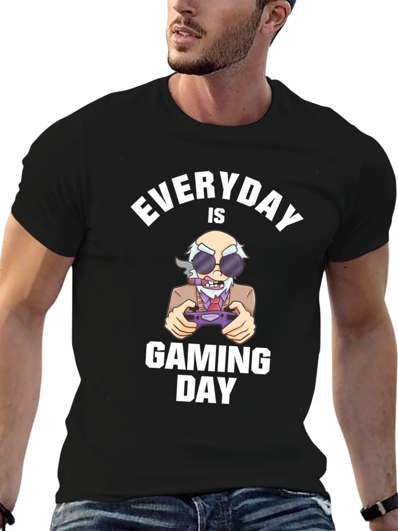 Black Everyday Is Gaming Day T-Shirt view 6