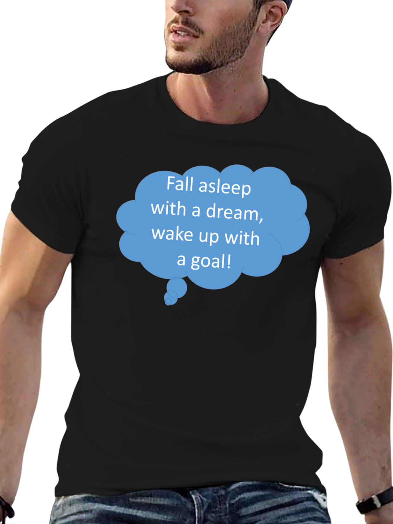 Black Dream Goal T-Shirt - Motivational Sleep Wake view 6