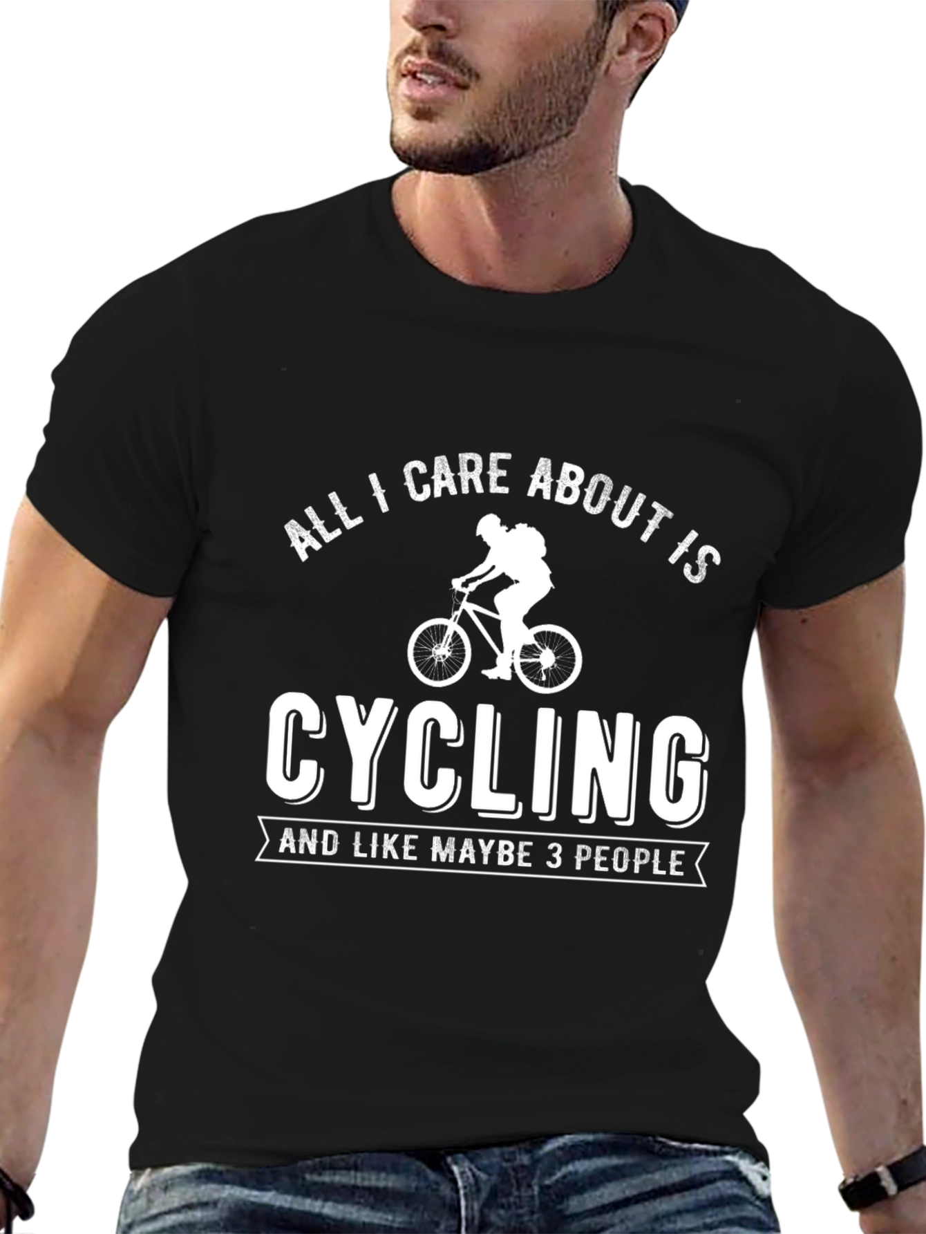 Black Cycling T-Shirt - All I Care About Is Cycling view 6