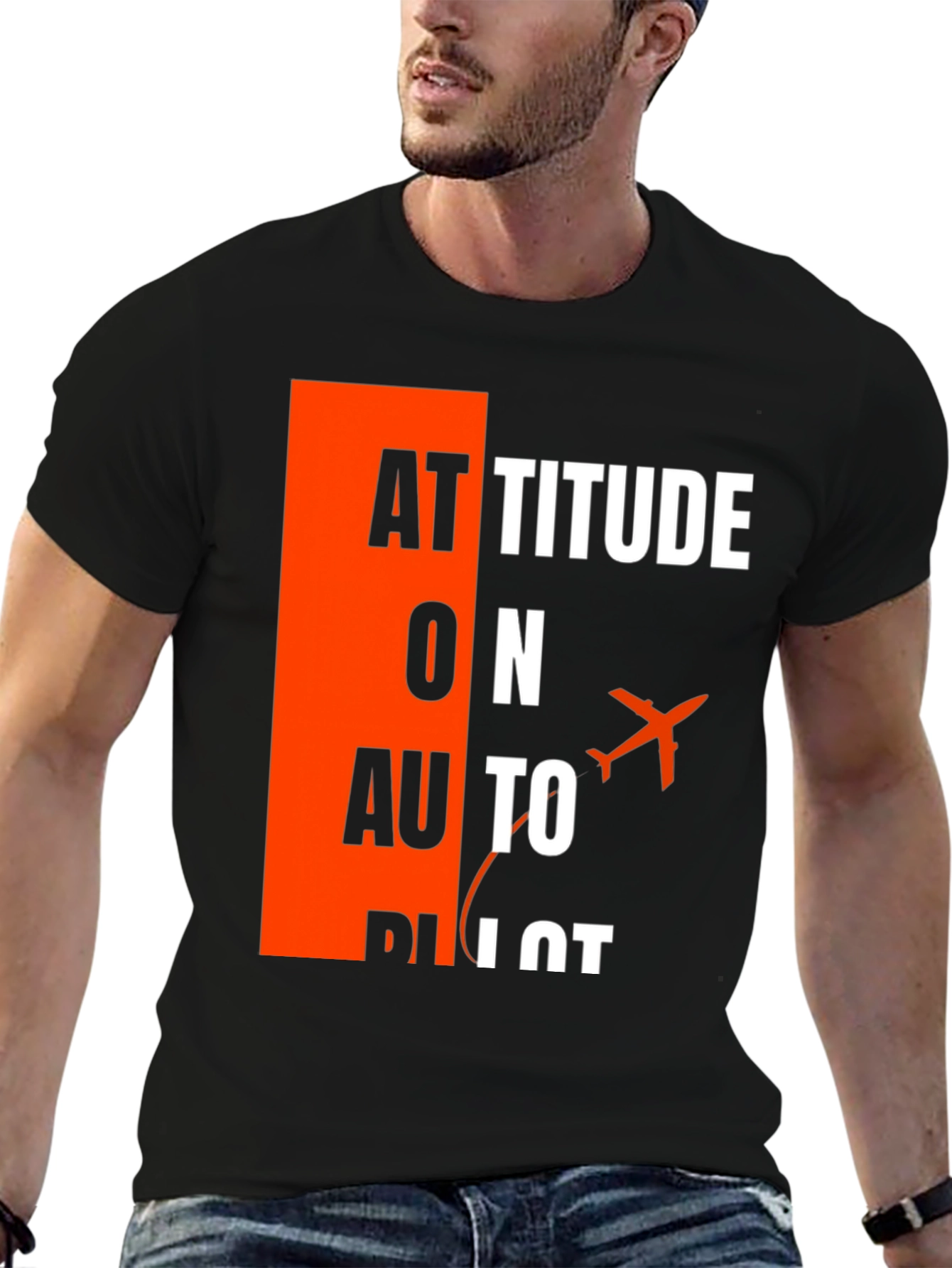 Black Attitude on Autopilot Black T-Shirt - Aviation Enthusiast view 6