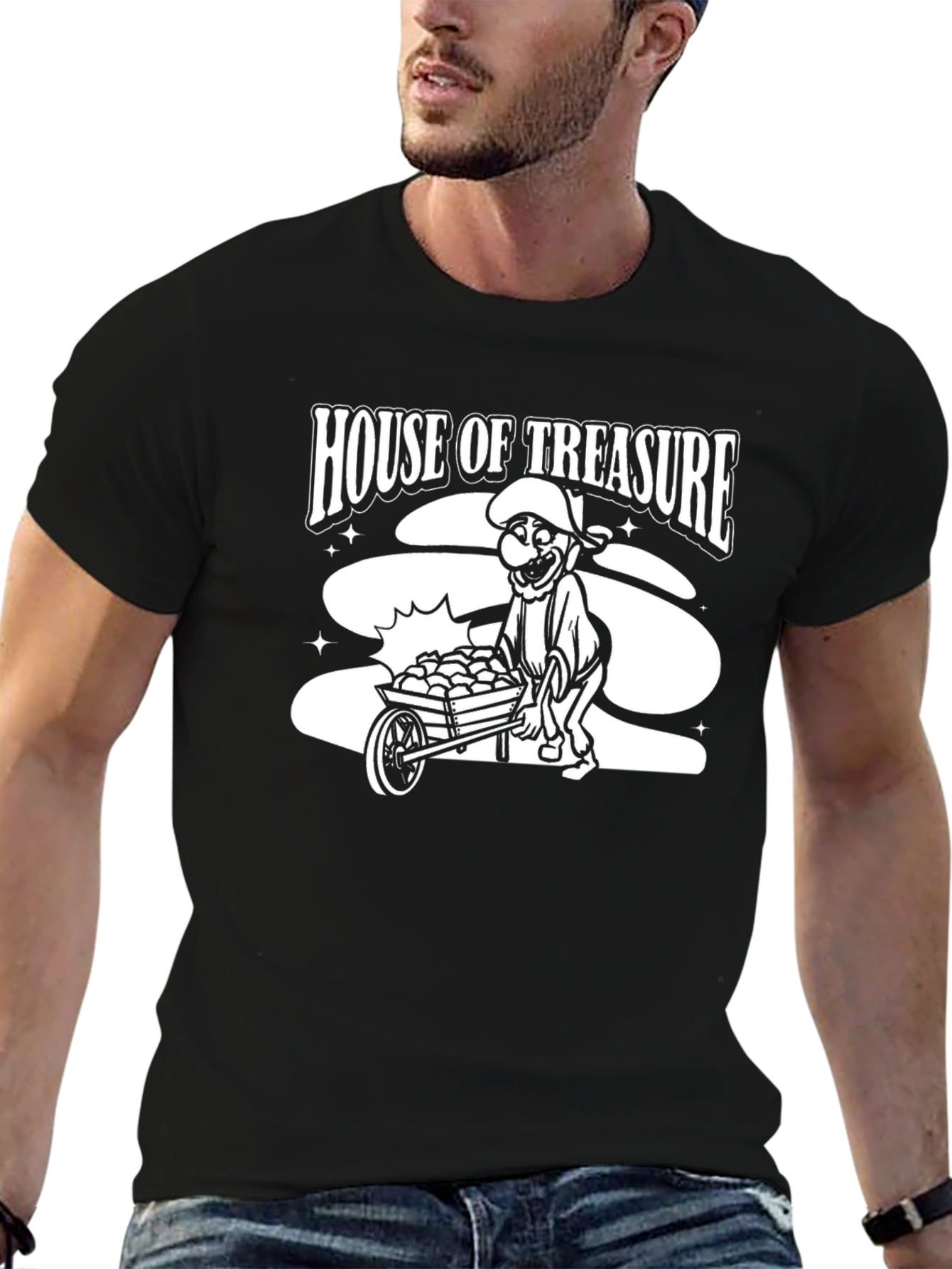 Black House of Treasure Graphic T-Shirt - Black Cotton Tee view 6