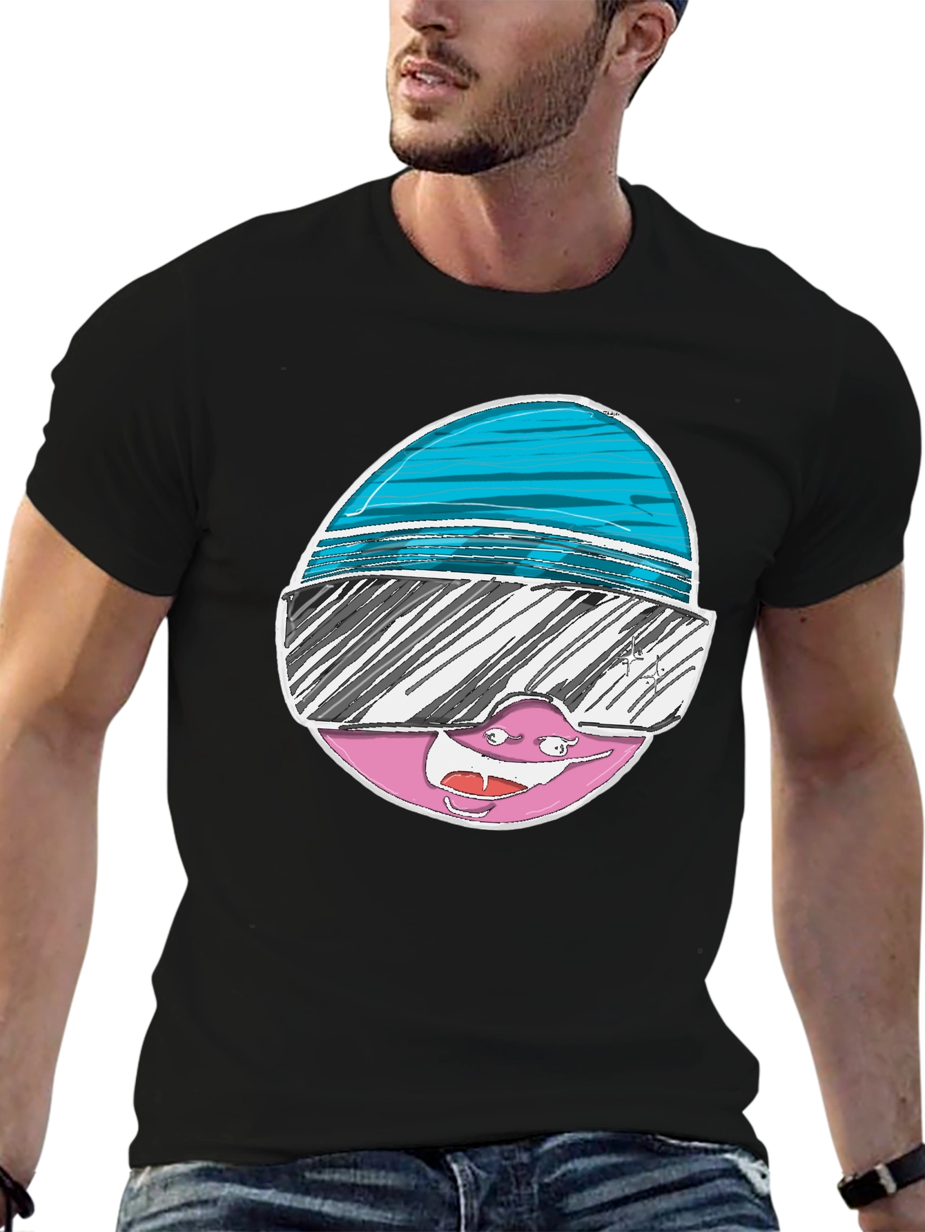 Black Cartoon Character Graphic Tee view 6