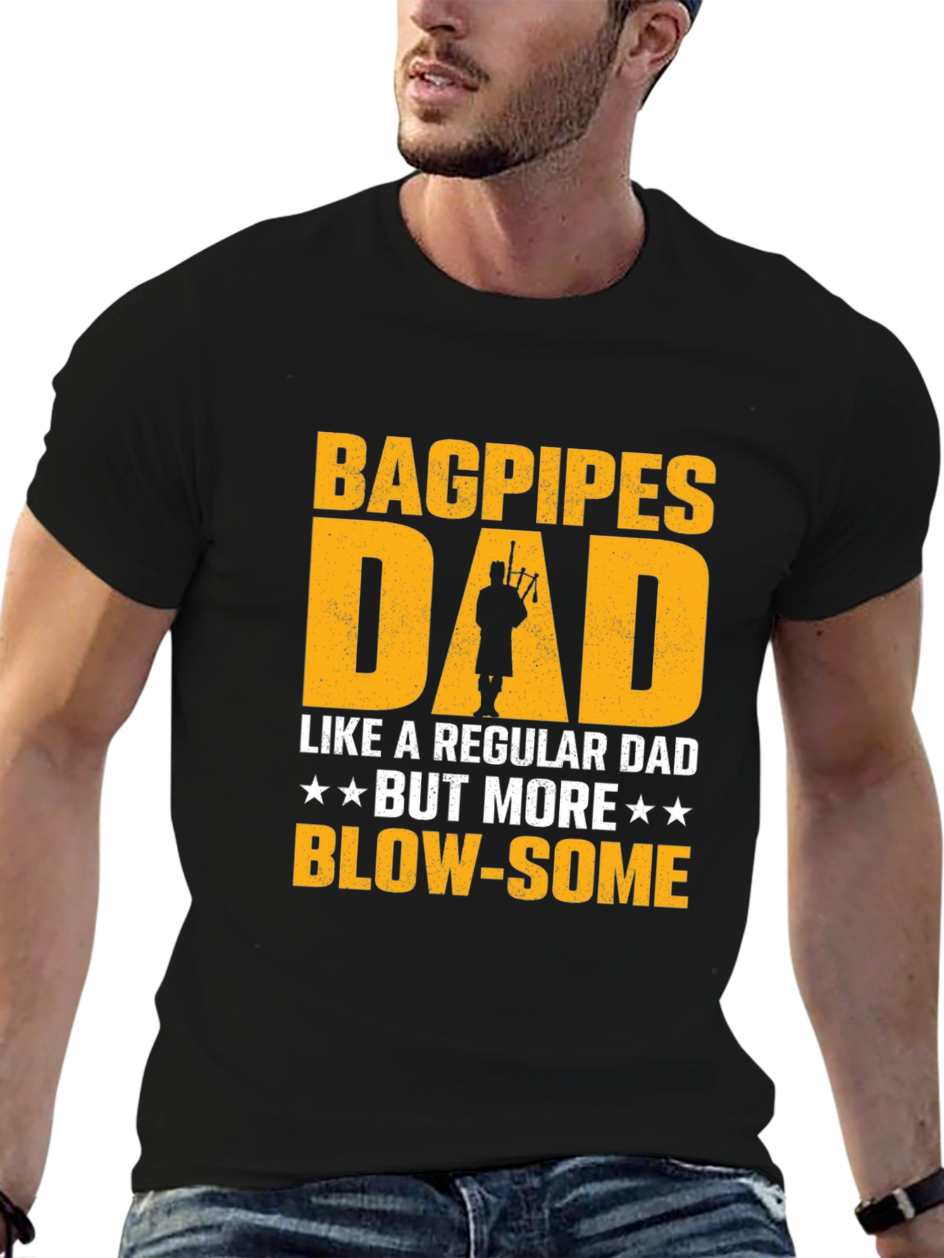 Black Bagpipes Dad T-Shirt - Funny Father's Day Gift for Musicians view 6