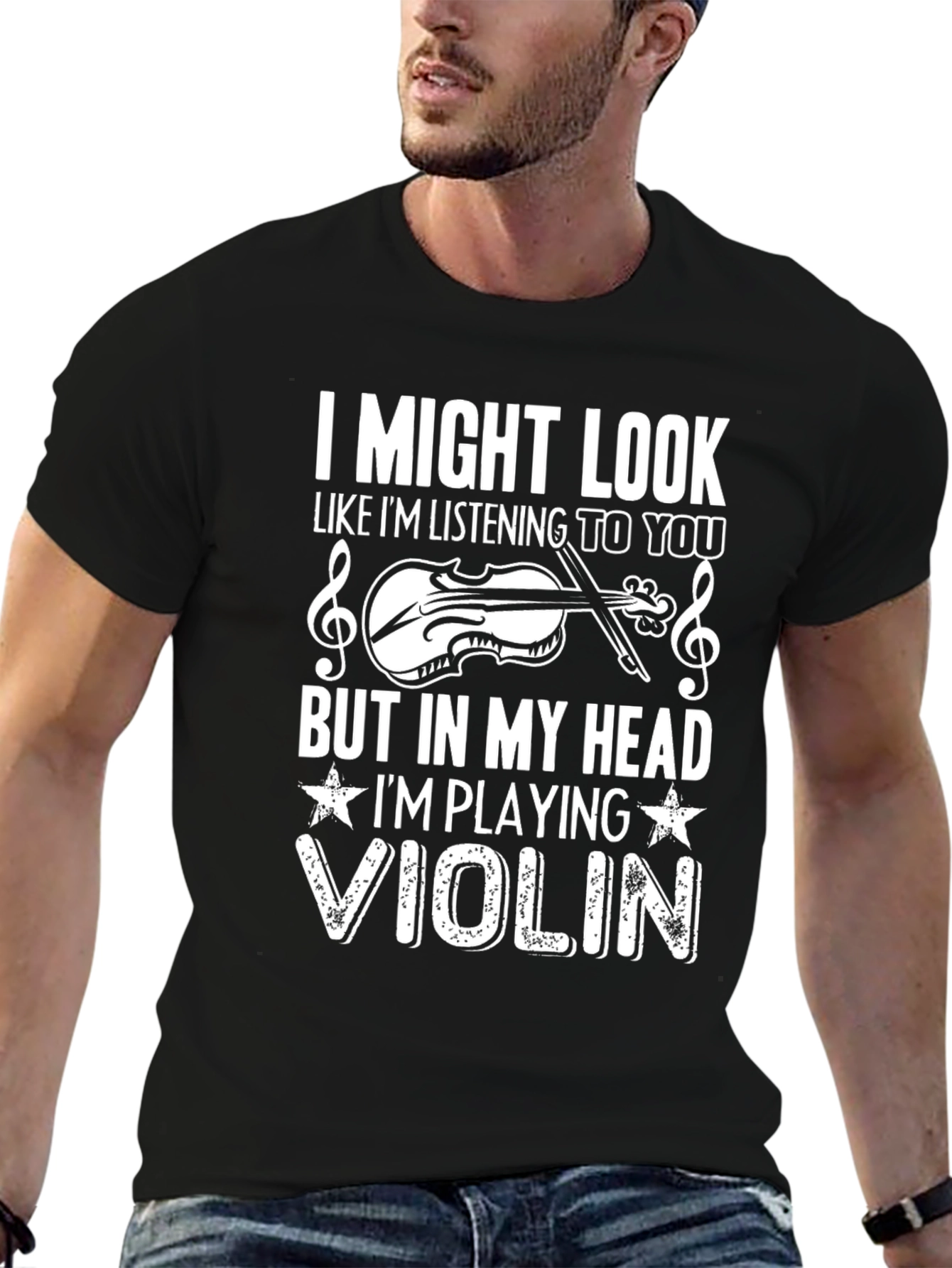 Black Violin Musician T-Shirt: In My Head Playing Violin Graphic Tee view 6
