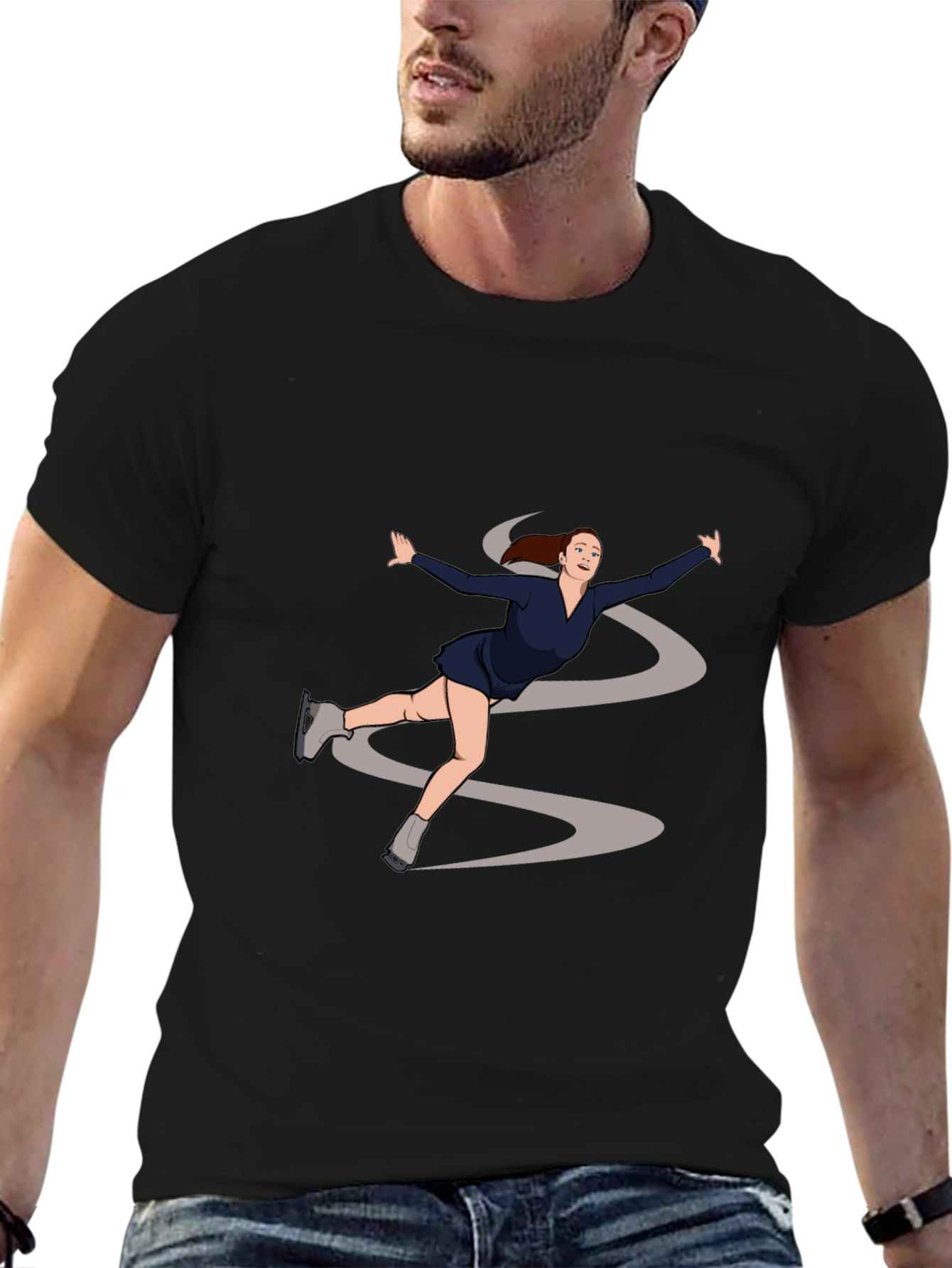 Black Figure Skating Graphic Tee - Black view 6