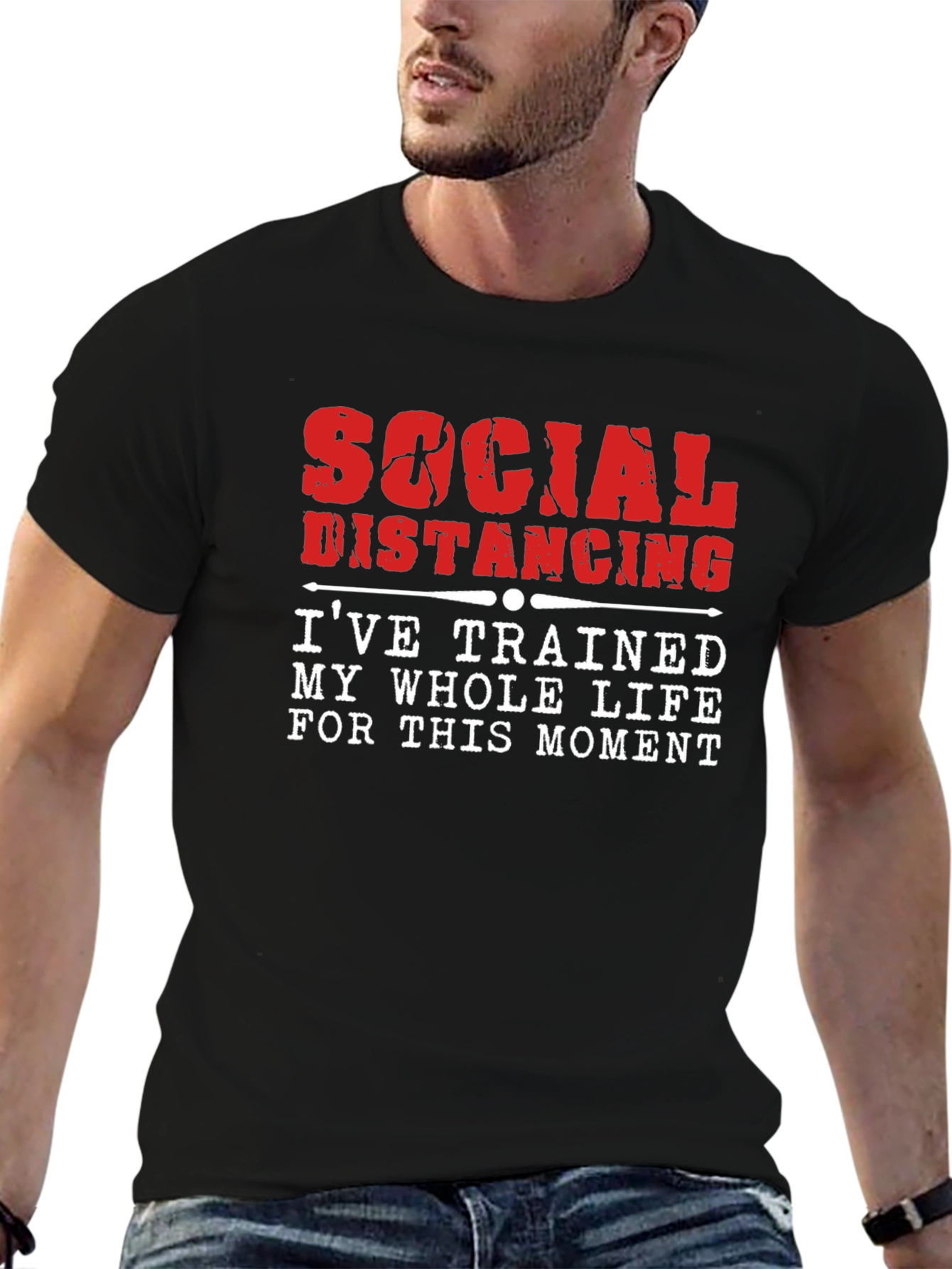 Black Social Distancing T-Shirt: Trained For This! view 6