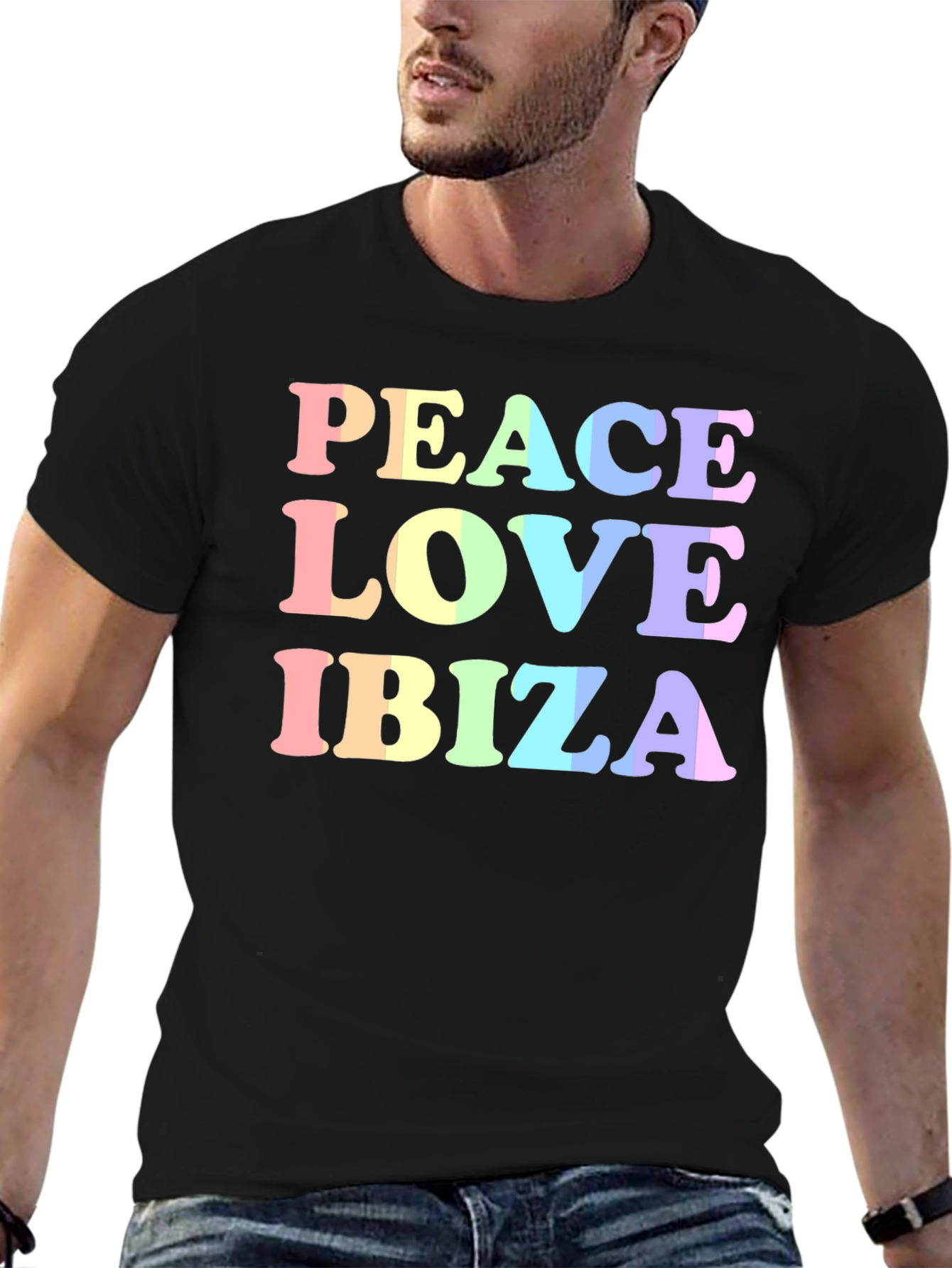 Black Peace Love Ibiza Graphic T-Shirt view 6