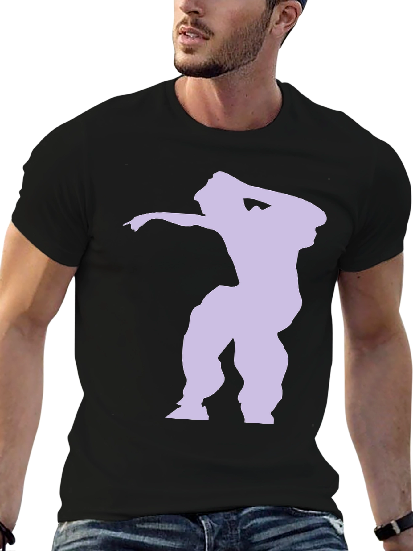 Black Dabbing Silhouette Graphic Tee - Black view 6