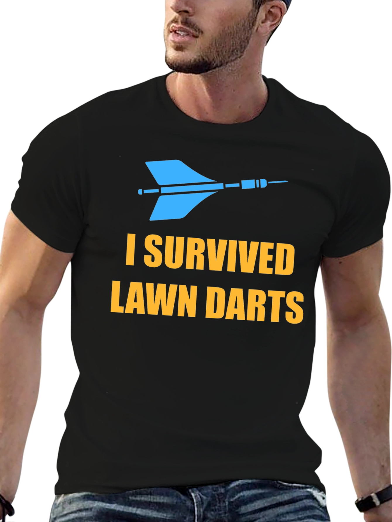 Black I Survived Lawn Darts Graphic Tee view 6
