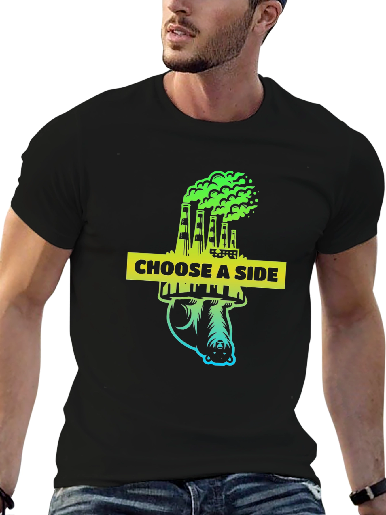 Black Choose a Side Graphic Tee - Environmental Awareness Shirt view 6