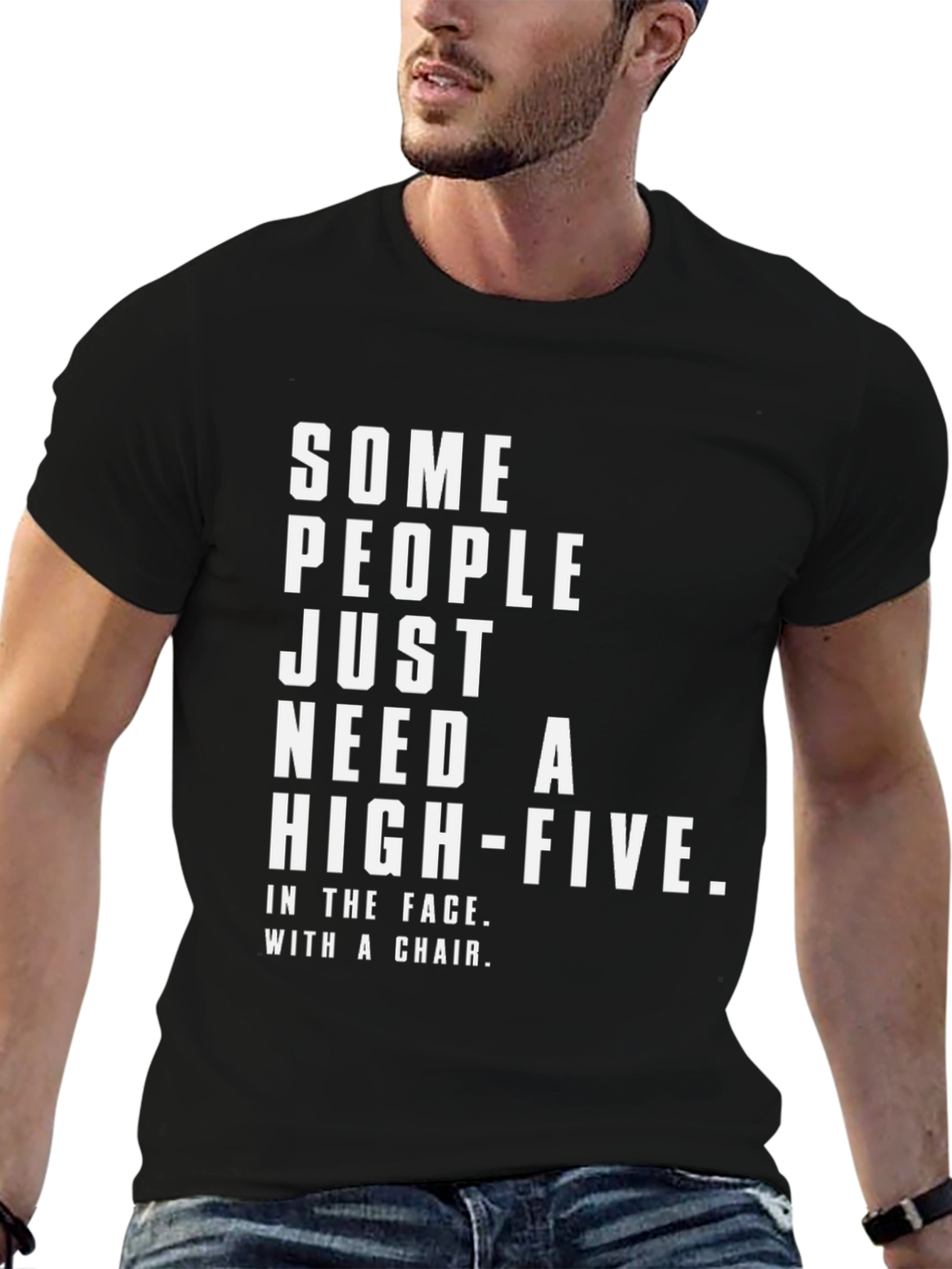 Black Sarcastic High-Five Graphic Tee view 6