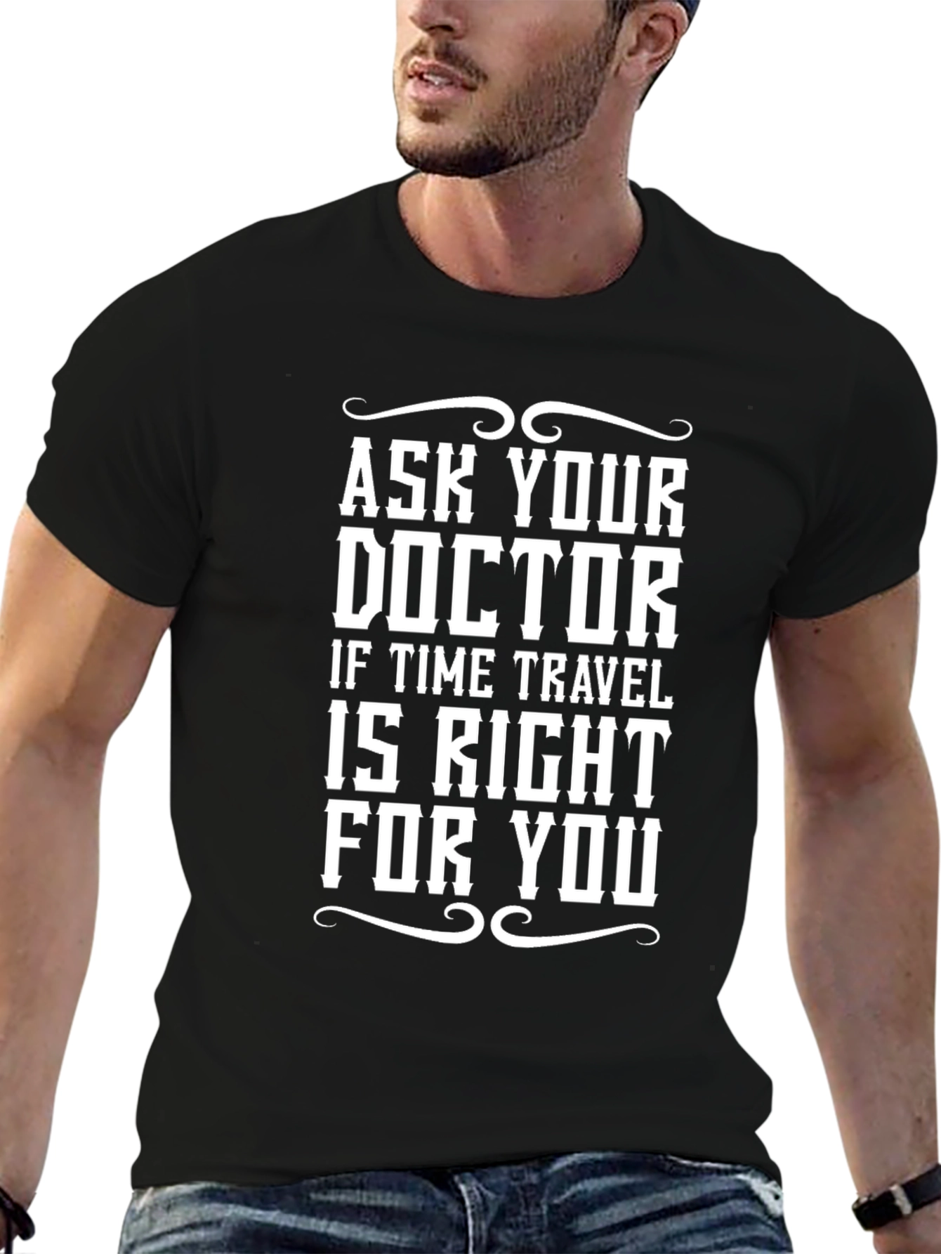 Black Time Travel Doctor T-Shirt Funny Novelty Tee view 6