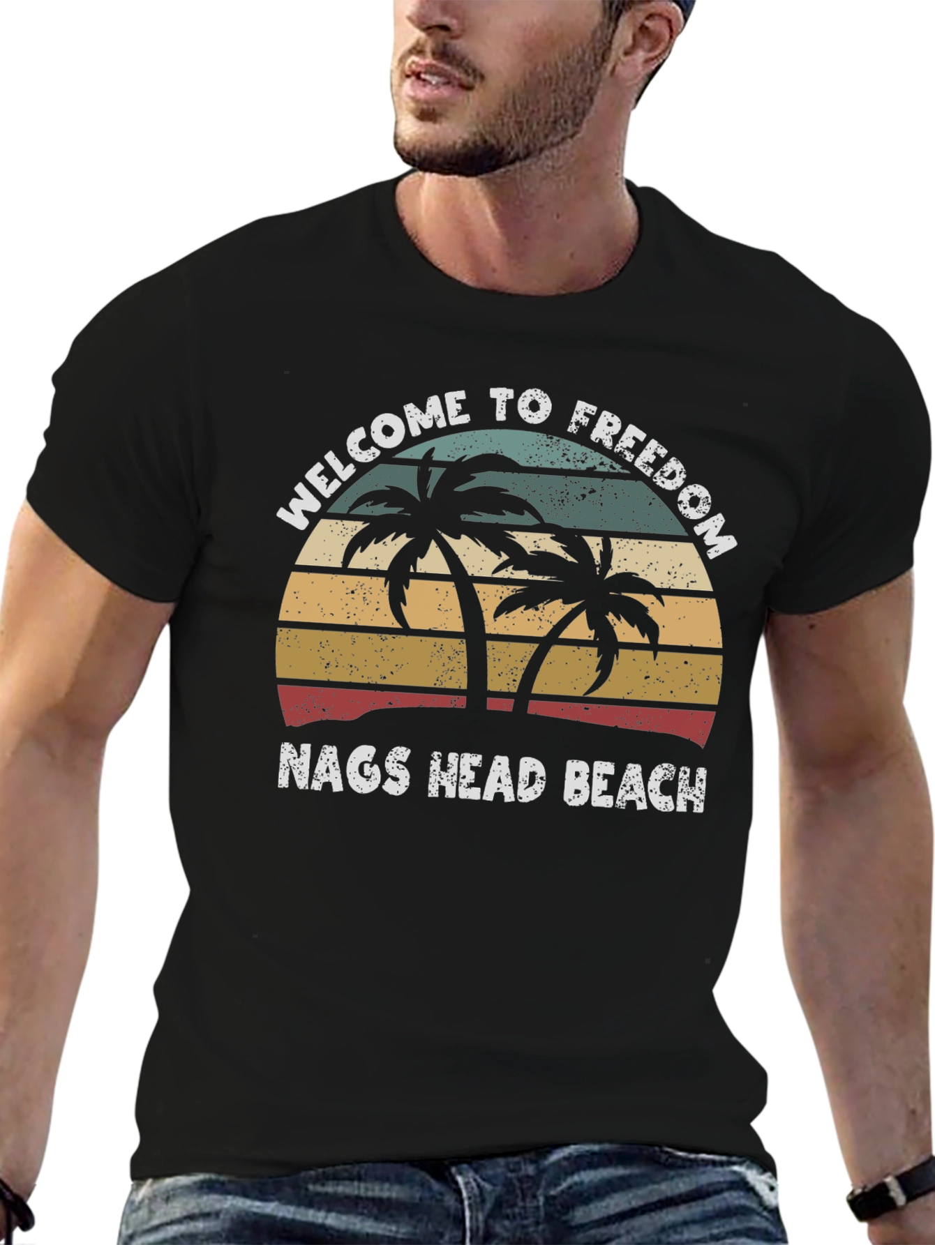 Black Welcome to Freedom Nags Head Beach Graphic Tee view 6