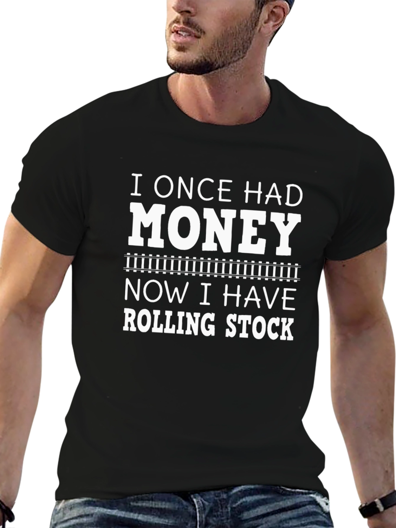 Black I Once Had Money Rolling Stock Black T-Shirt view 6