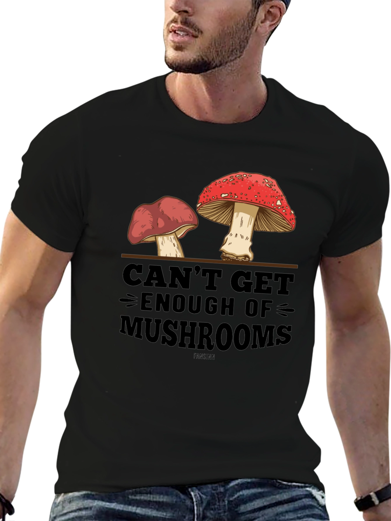 Black Mushroom Graphic T-Shirt - Unique Design view 6