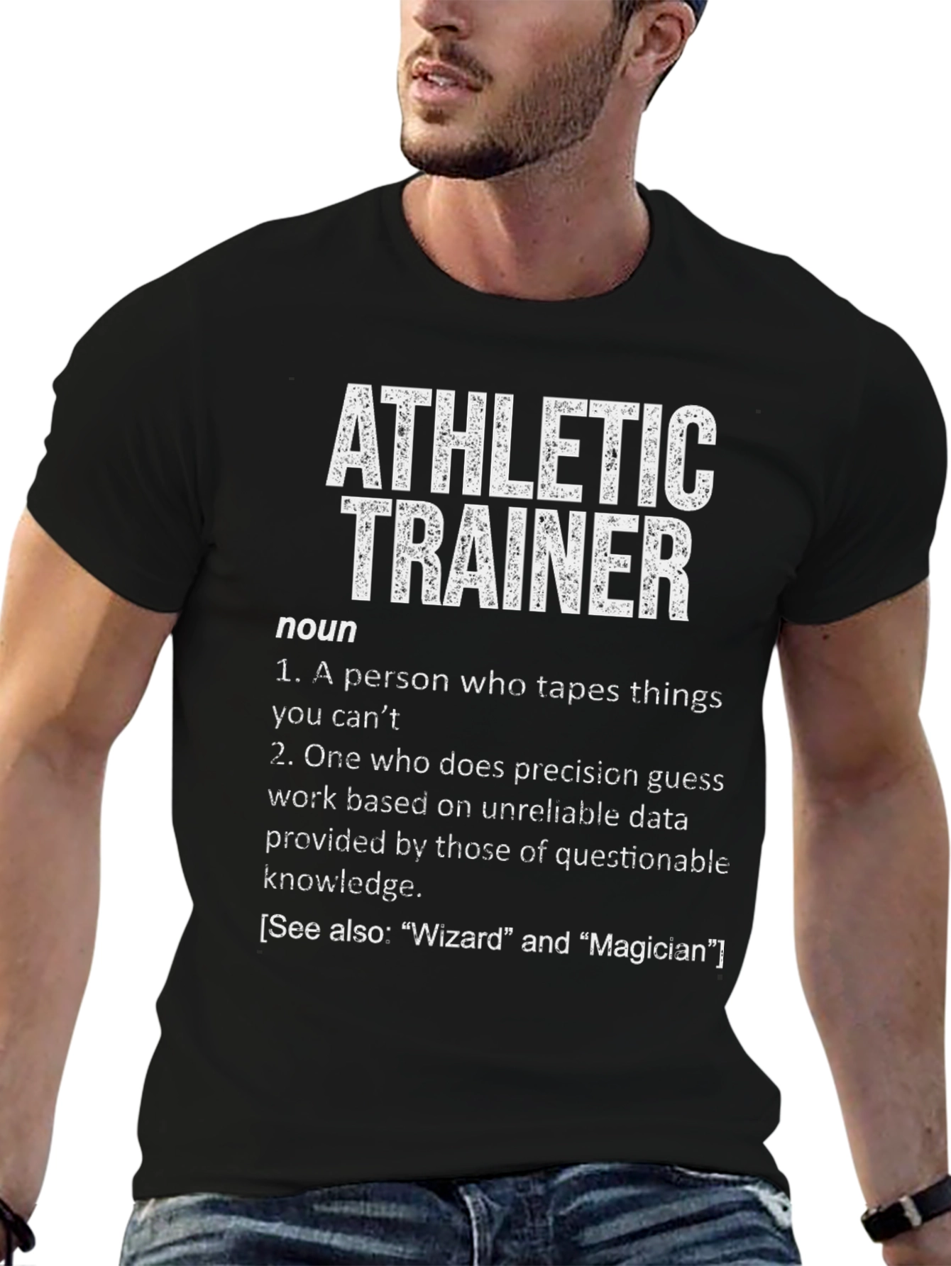 Black Athletic Trainer Definition T-Shirt view 6