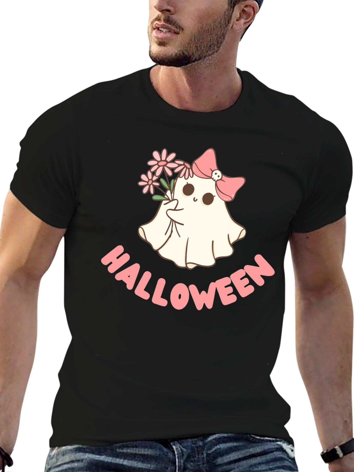 Black Cute Halloween Ghost T-Shirt view 6