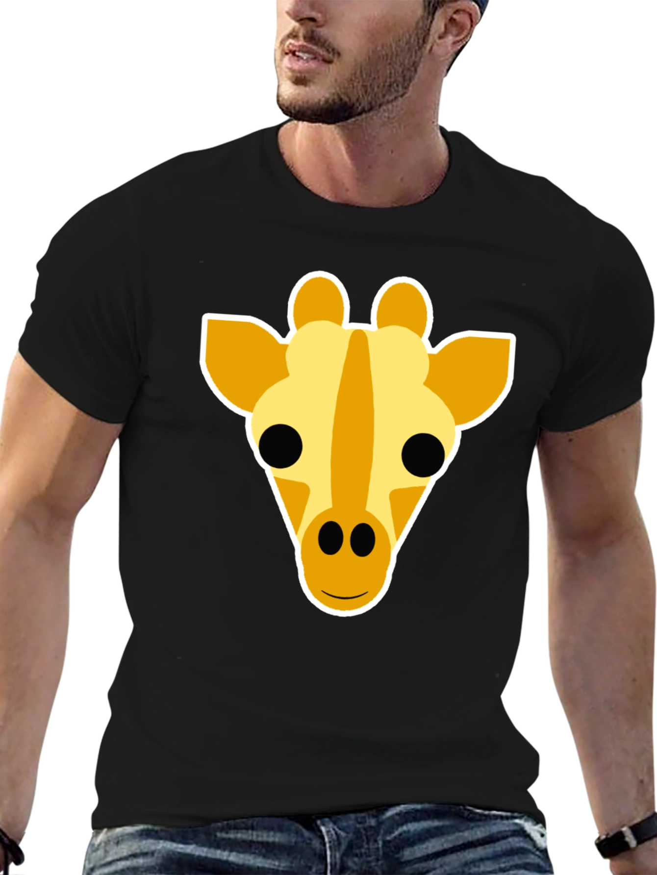 Black Giraffe Graphic Tee - Black Cotton T-Shirt view 6
