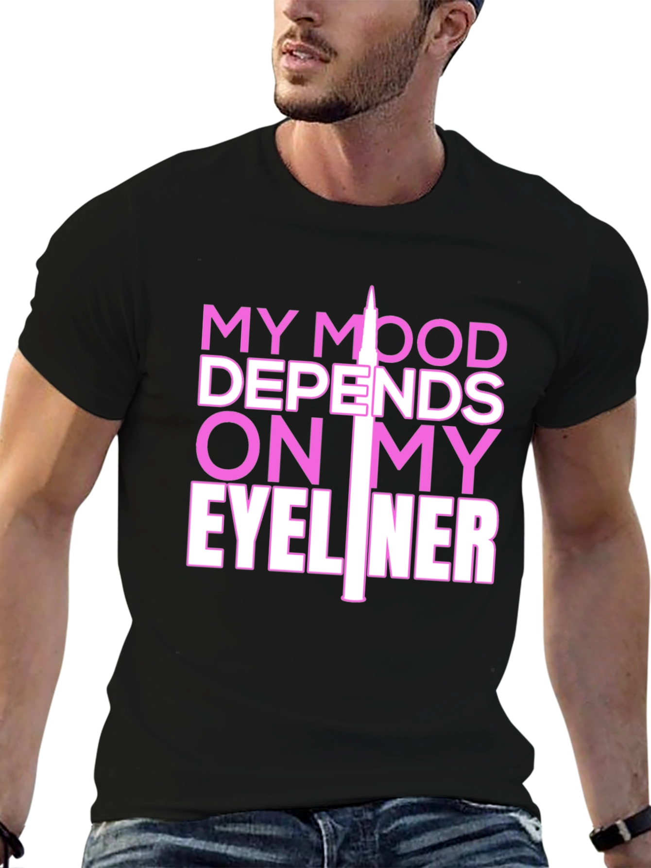 Black My Mood Eyeliner Graphic Tee - Black view 6
