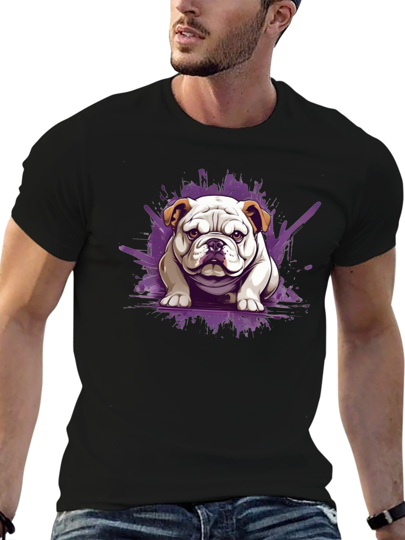 Black Bulldog Graphic Tee - Stylish Men's Black T-Shirt view 6
