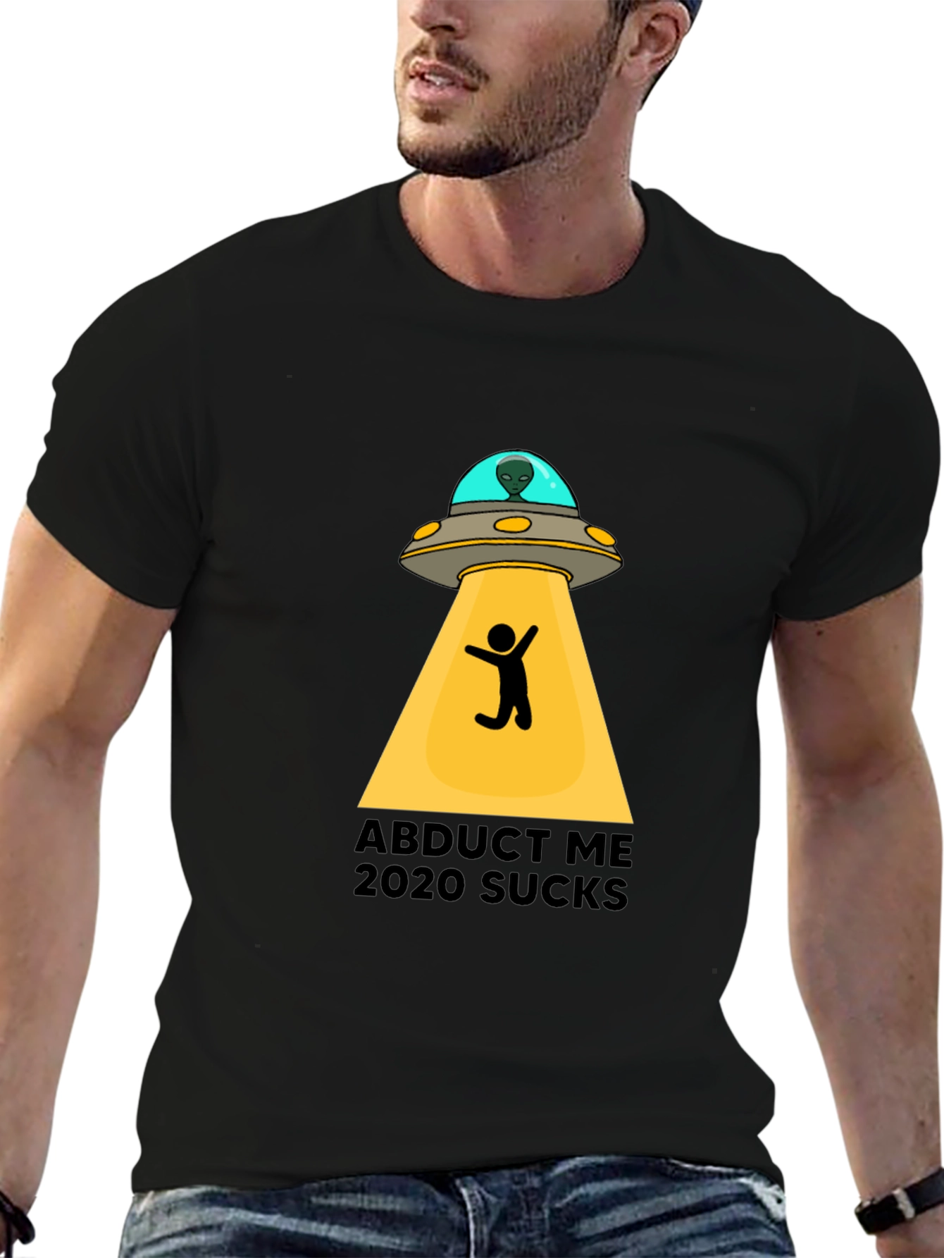 Black Abduct Me 2020 Sucks Graphic Tee view 6