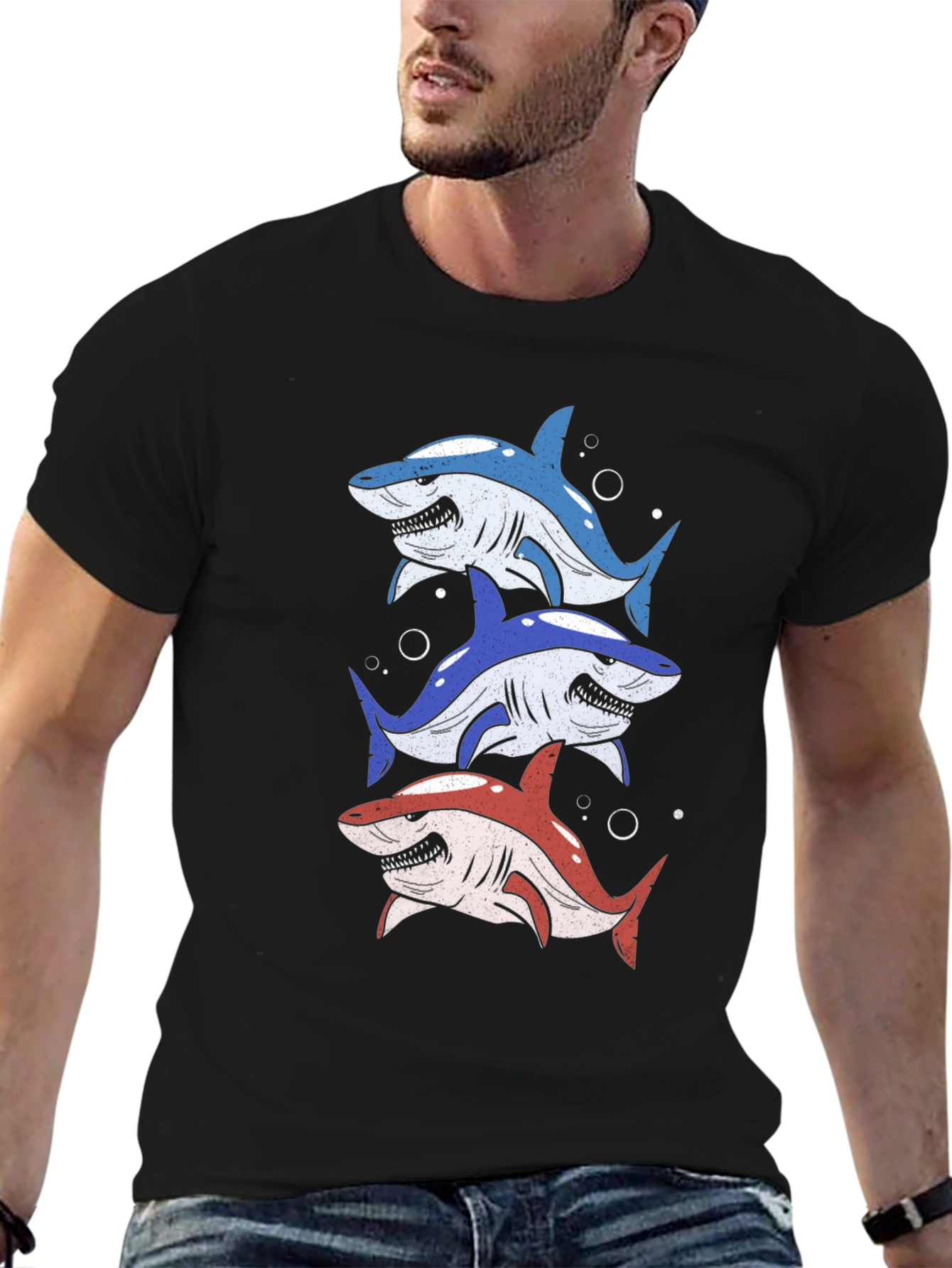 Black Shark Stack Graphic Tee - Black view 6