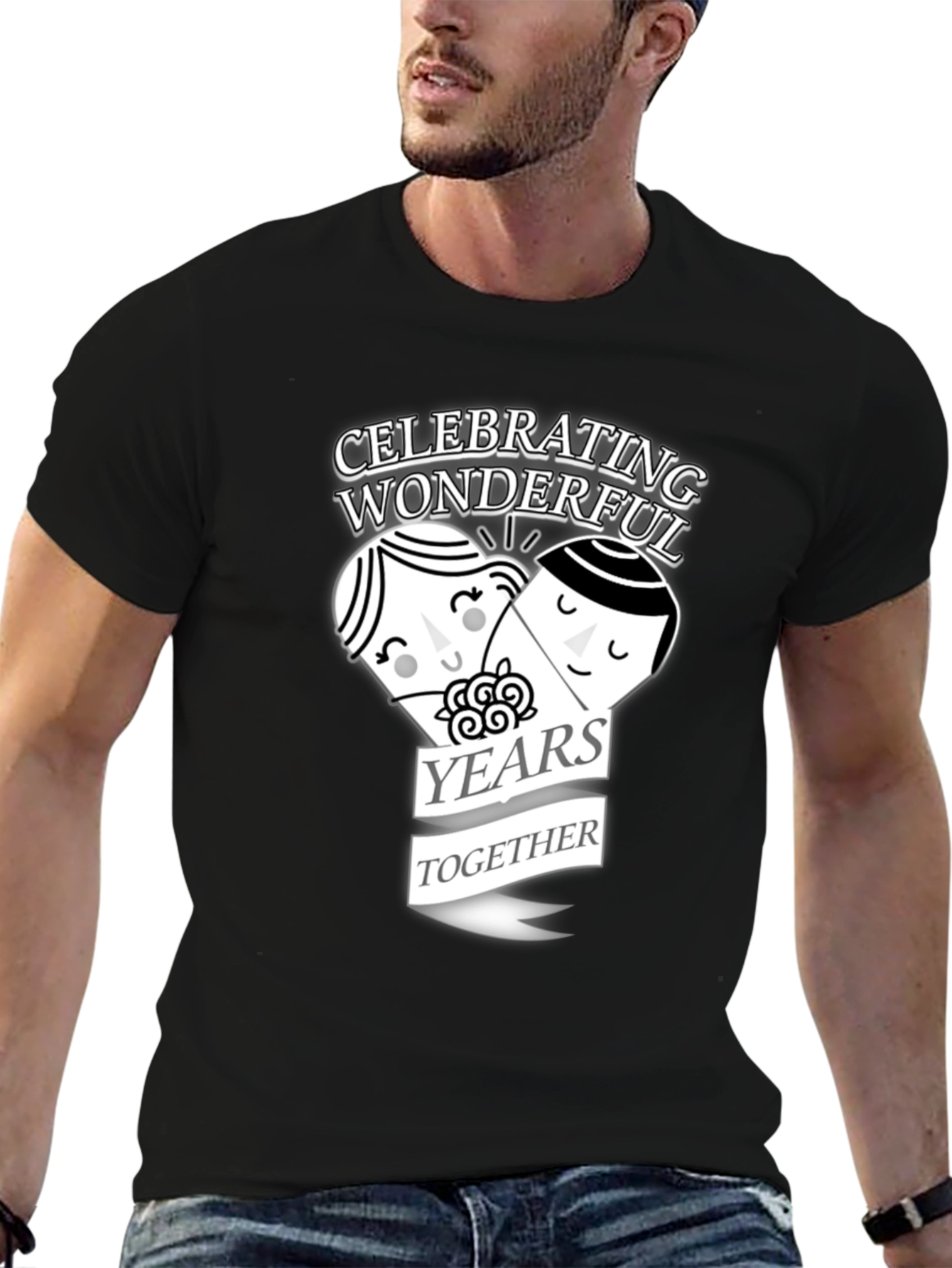 Black Celebrating Wonderful Years Together T-Shirt view 6