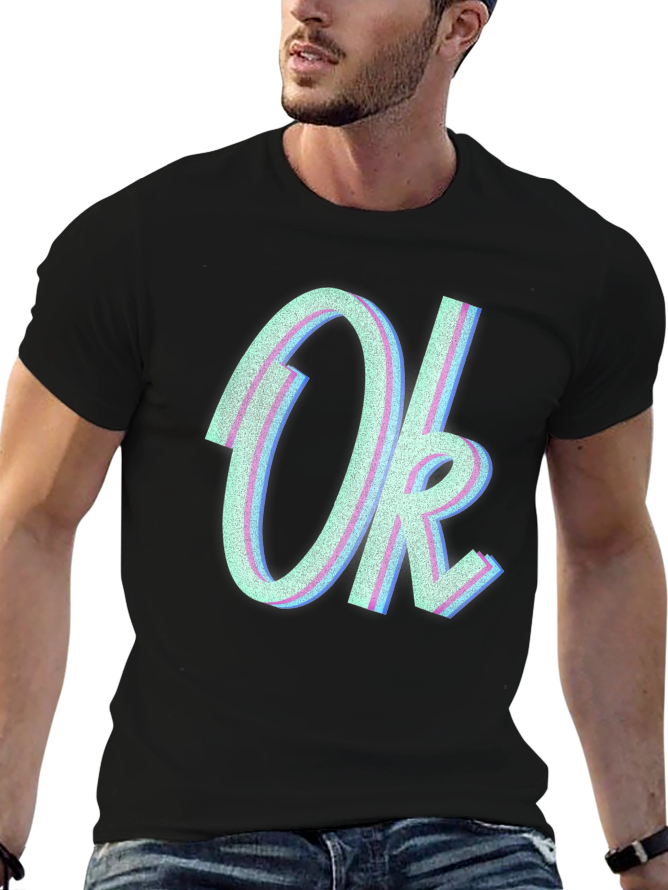 Black OK Graphic Tee - Trendy Casual T-Shirt view 6