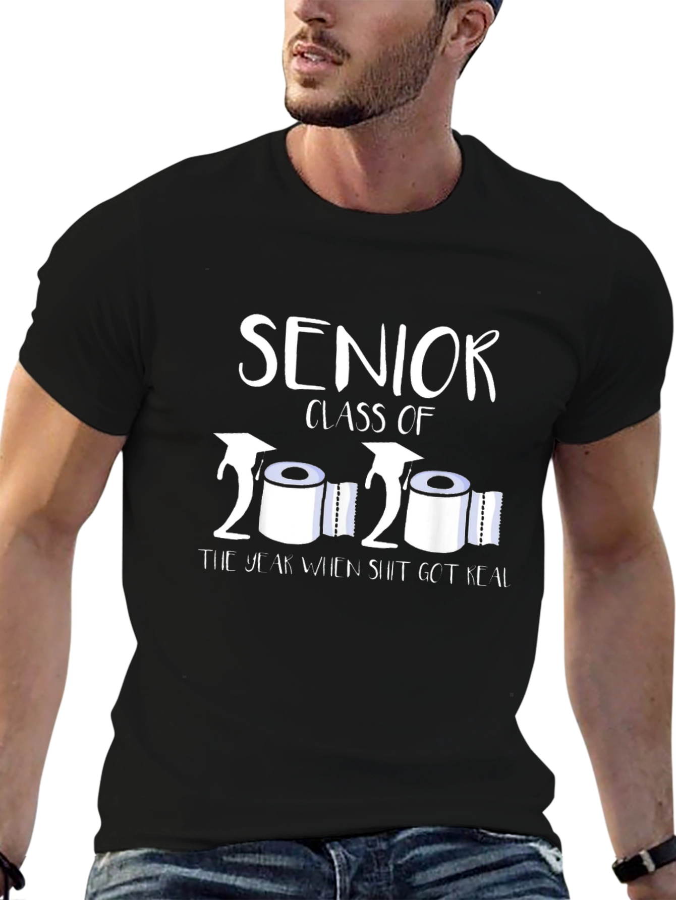 Black Senior Class of 2020 Toilet Paper Humor T-Shirt view 6