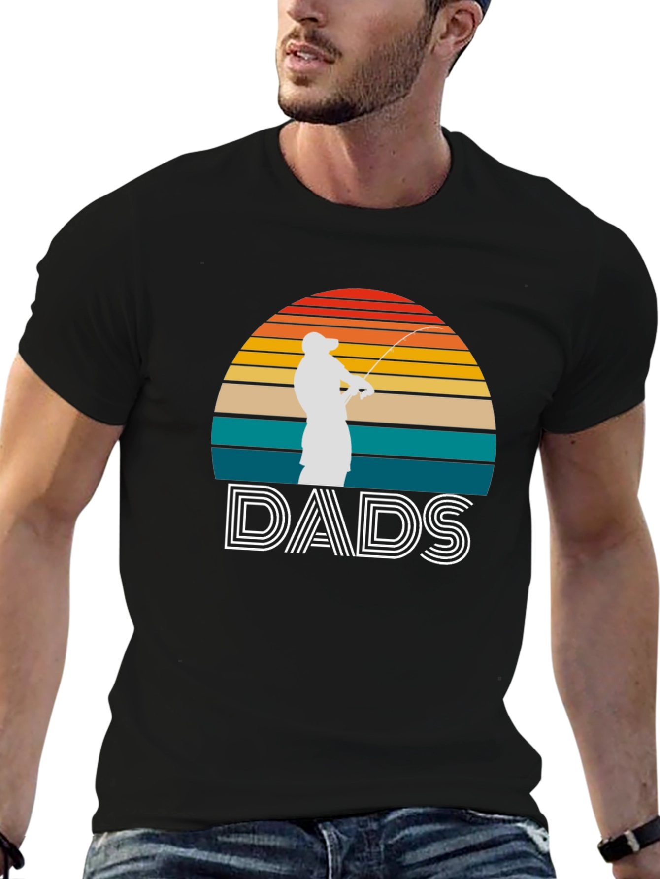 Black Dads Fishing Sunset Graphic Tee - Father's Day Gift view 6