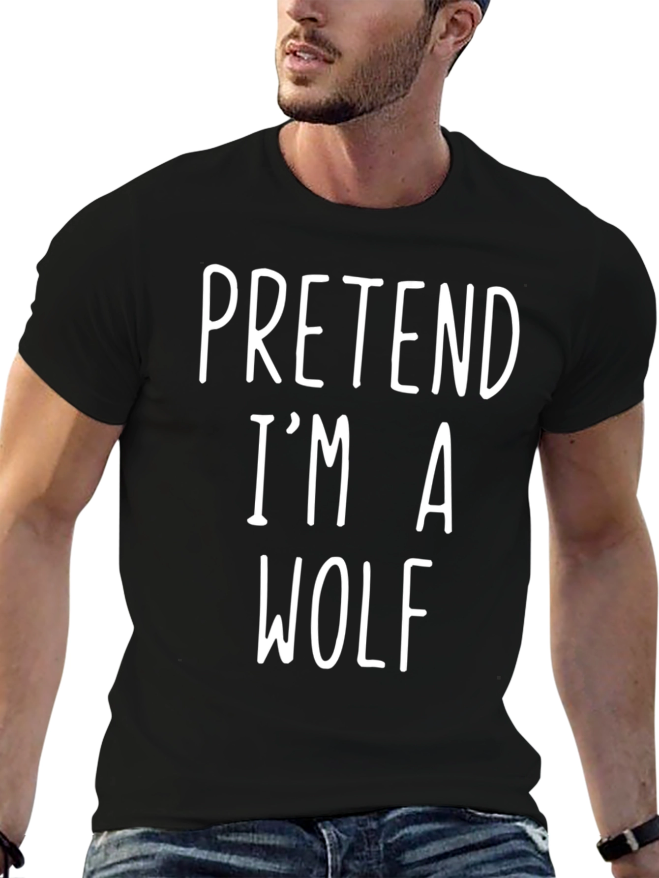 Black Pretend I'm A Wolf Tee - Funny Costume T-Shirt view 6