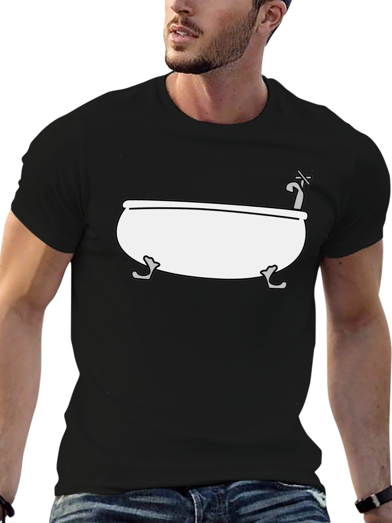 Black Bathtub Graphic Tee - Quirky Unisex T-Shirt view 6