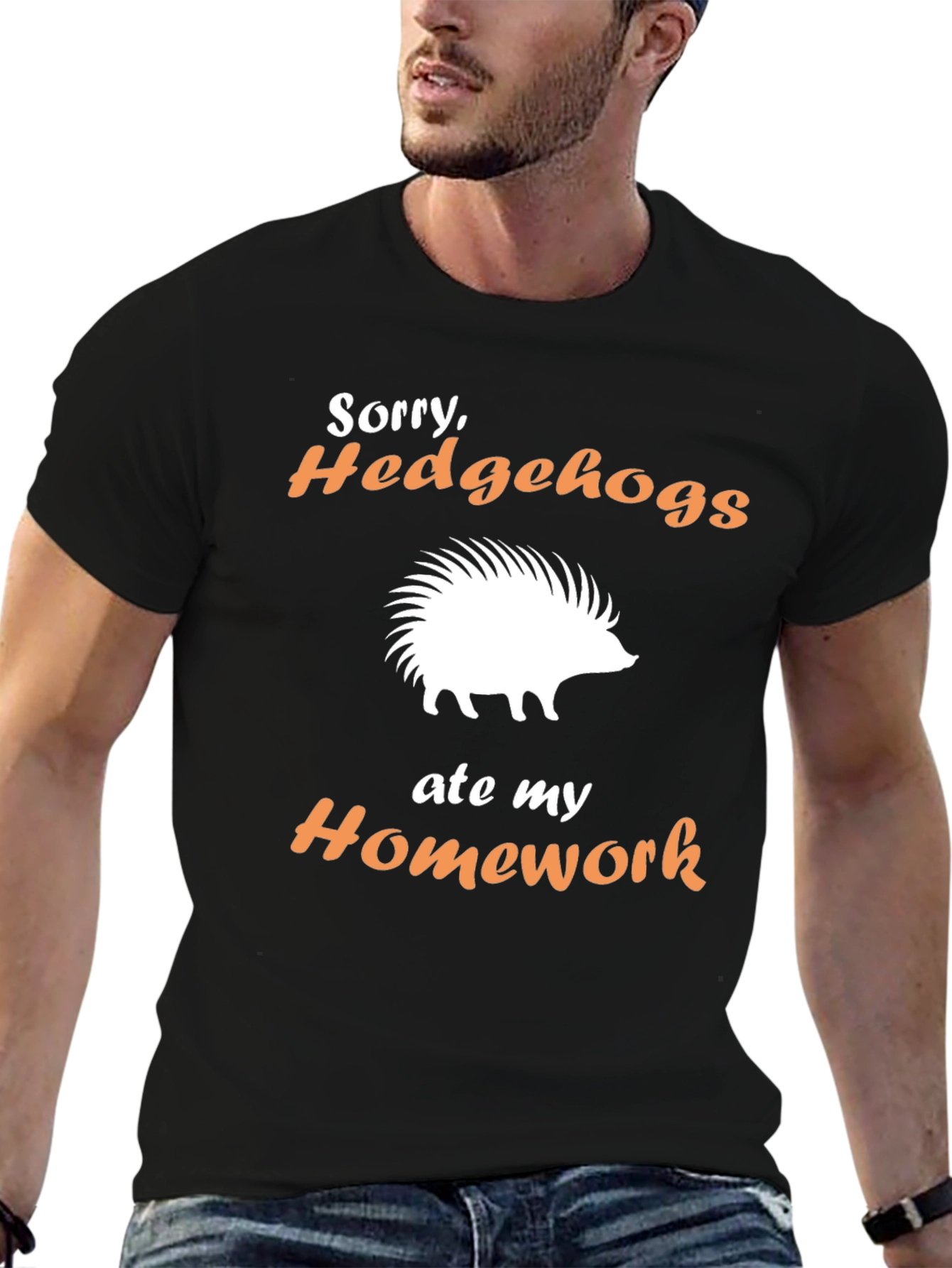 Black Sorry Hedgehogs Ate My Homework T-Shirt view 6