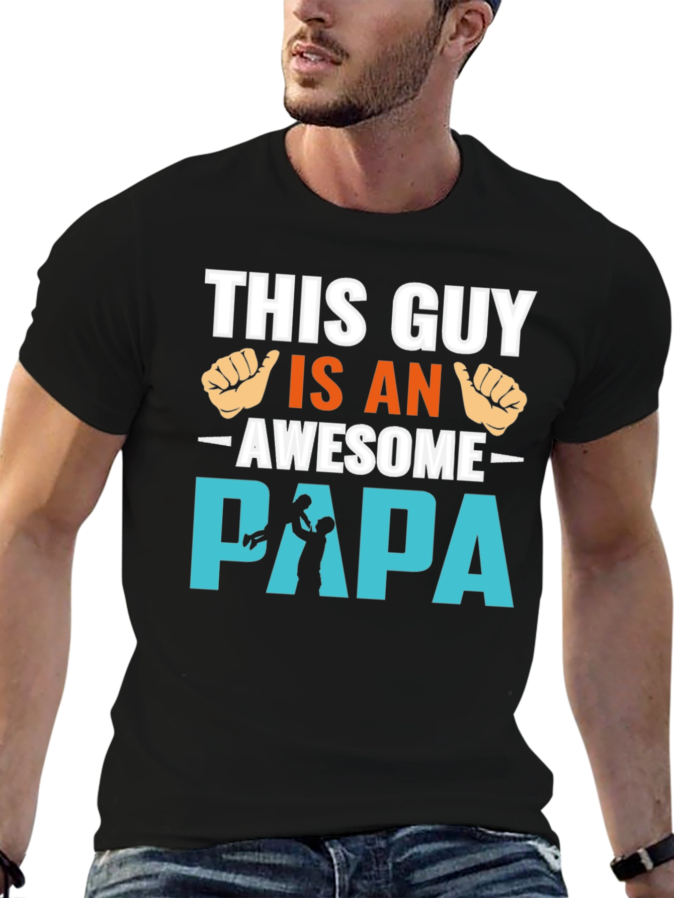 Black Awesome Papa T-Shirt view 6