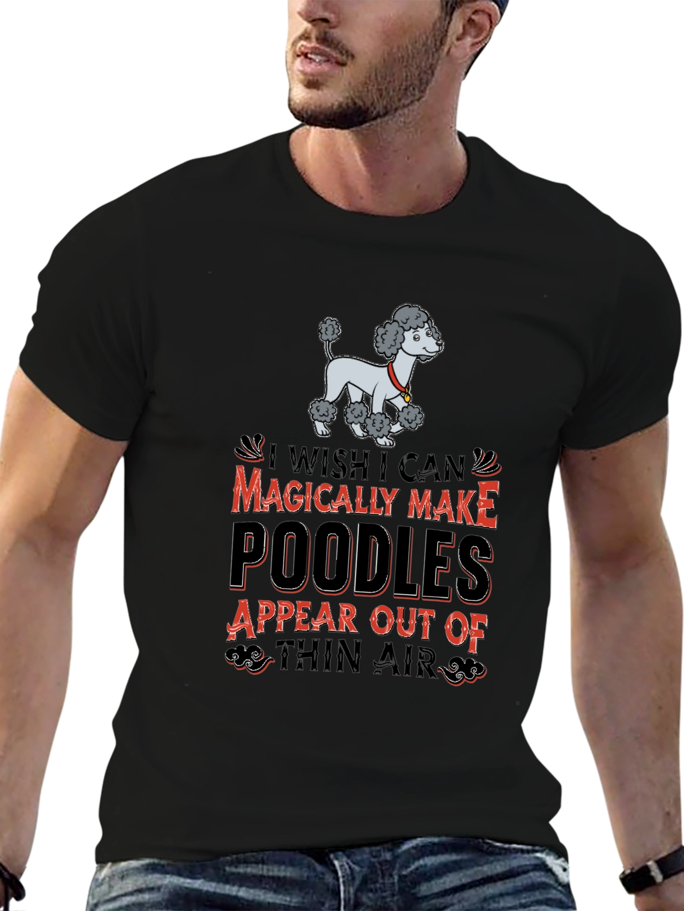 Black Magical Poodles Graphic Tee - Fun Novelty Shirt view 6