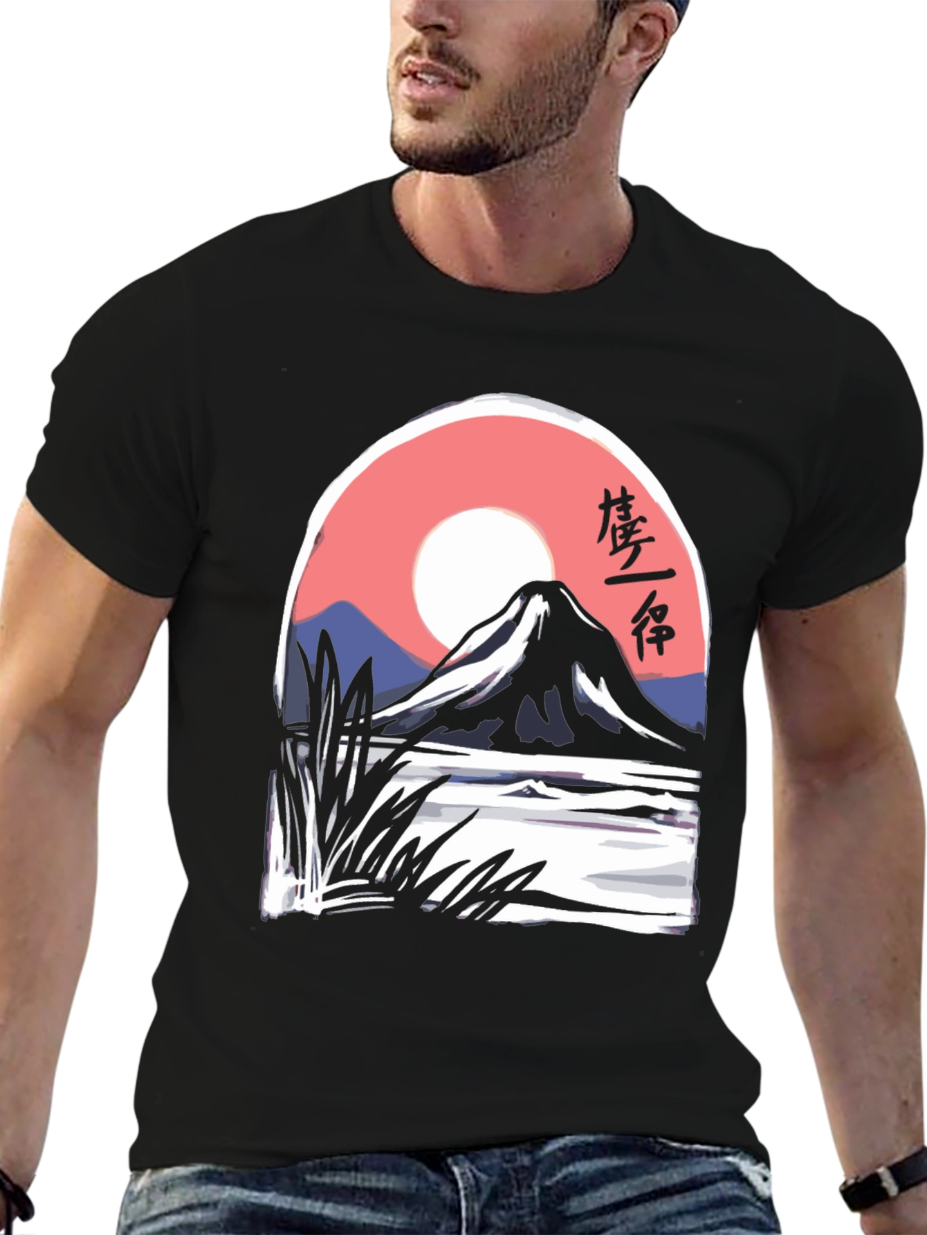 Black Mountain View Graphic Tee - Black Cotton Blend view 6