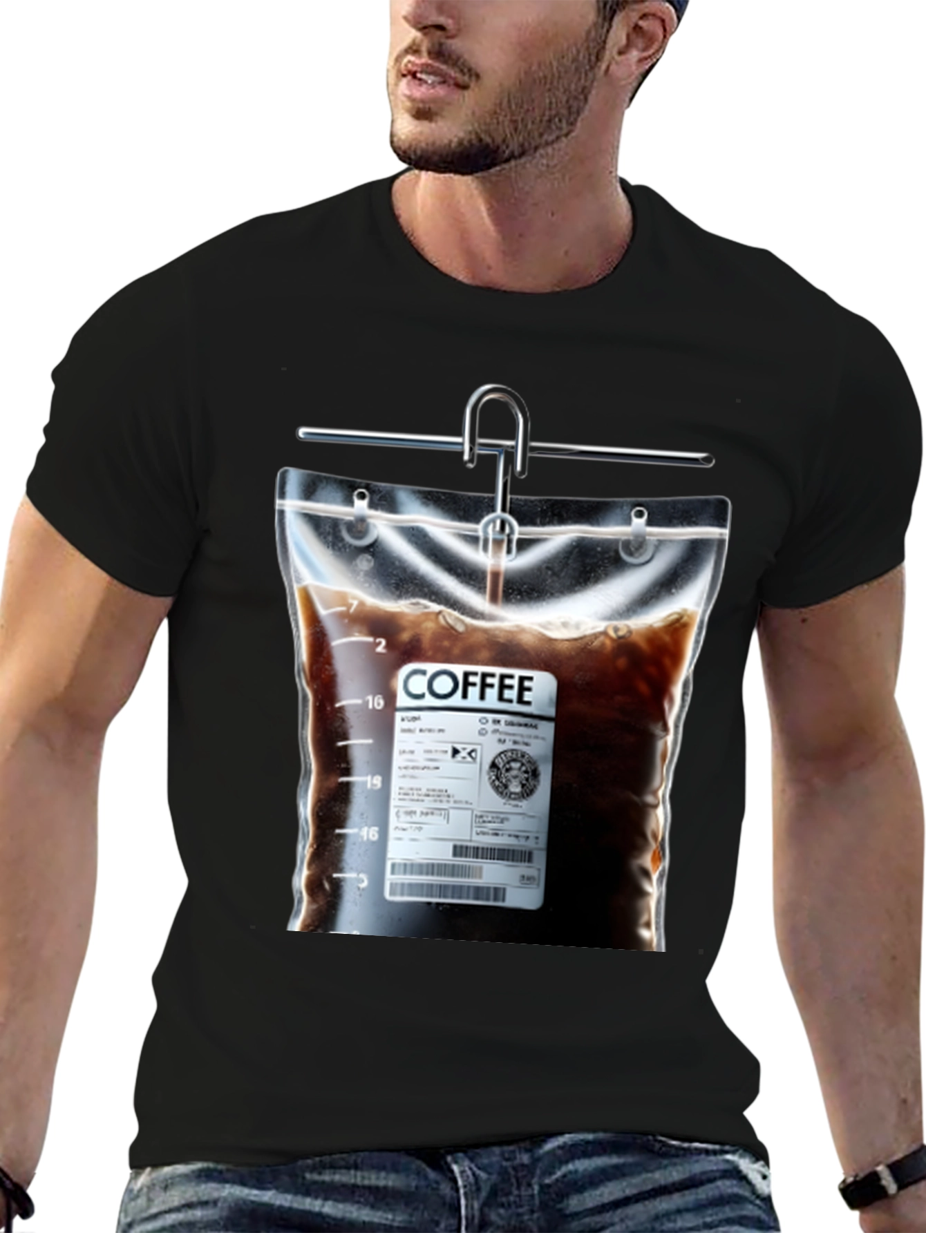 Black Coffee Drip T-Shirt - Novelty Graphic Tee view 6