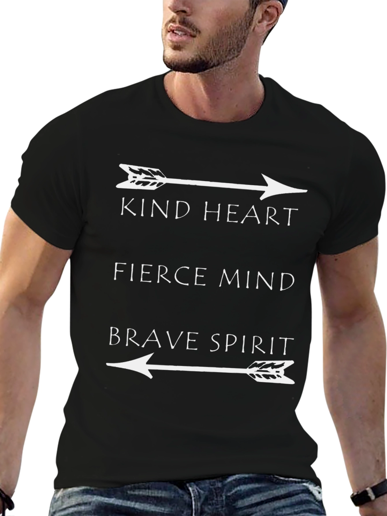 Black Kind Heart Fierce Mind Brave Spirit Arrow T-Shirt view 6