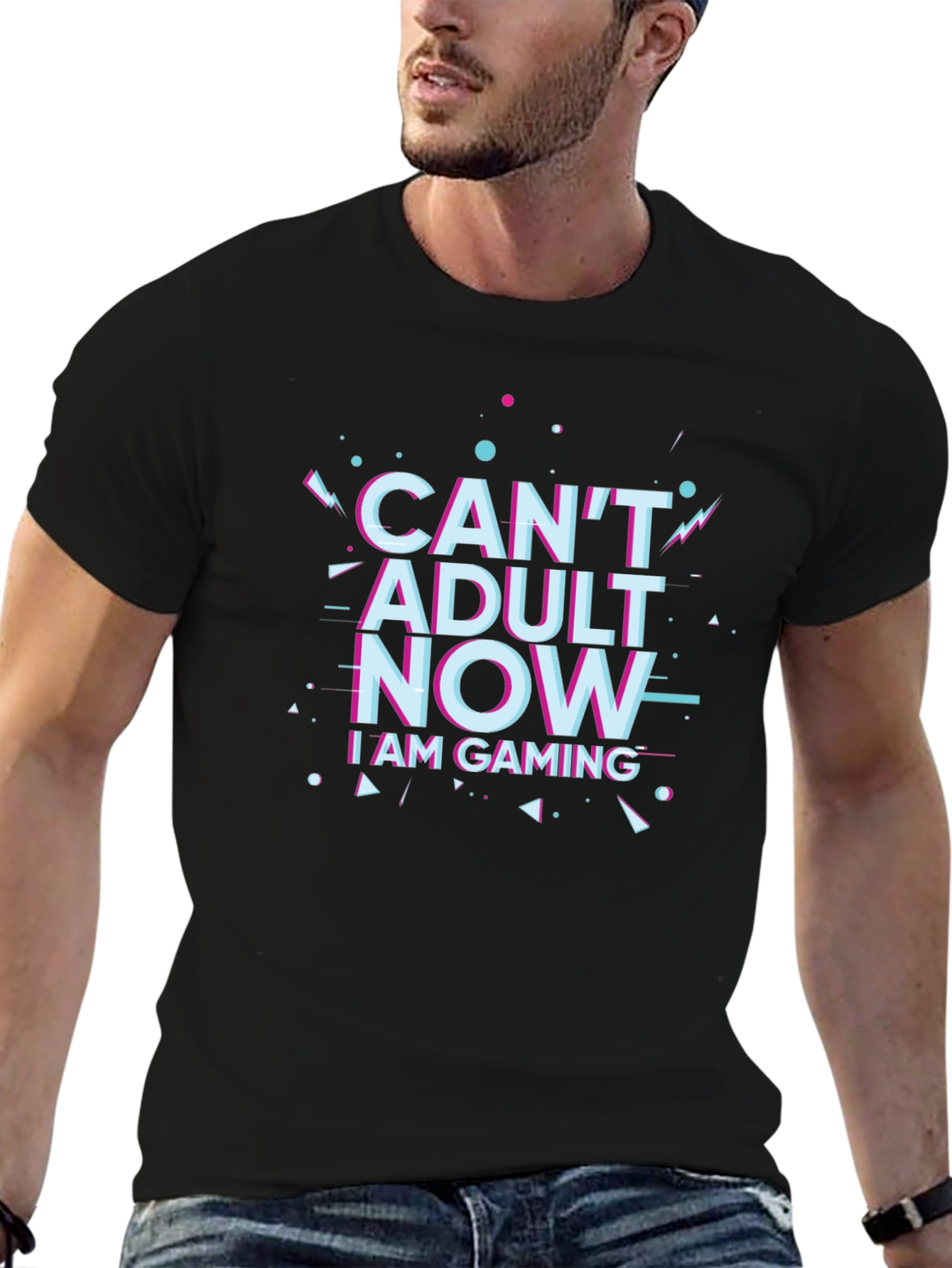 Can't Adult Now Gaming Black T-Shirt - 6