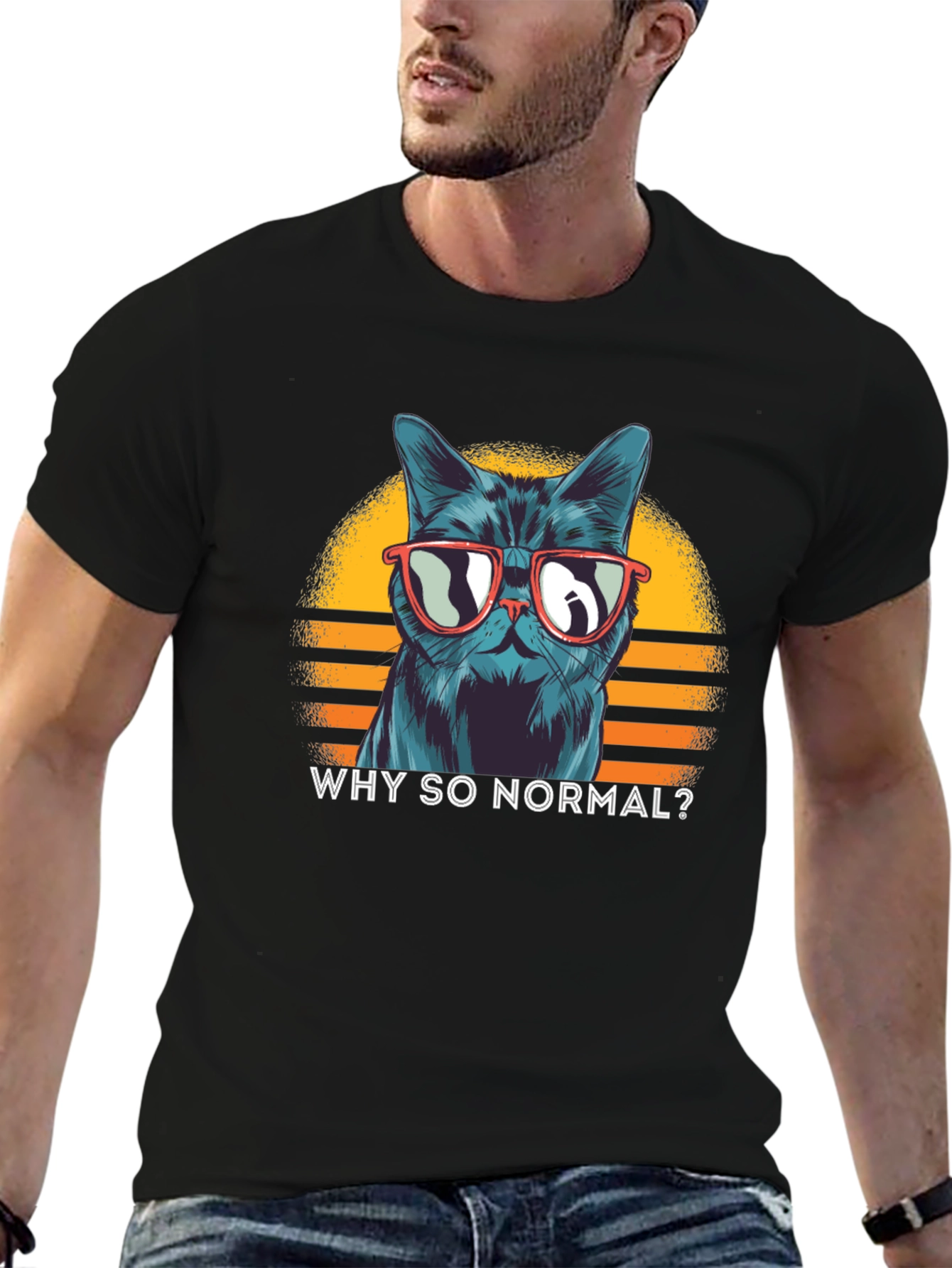 Black Cool Cat T-Shirt: Why So Normal? view 6