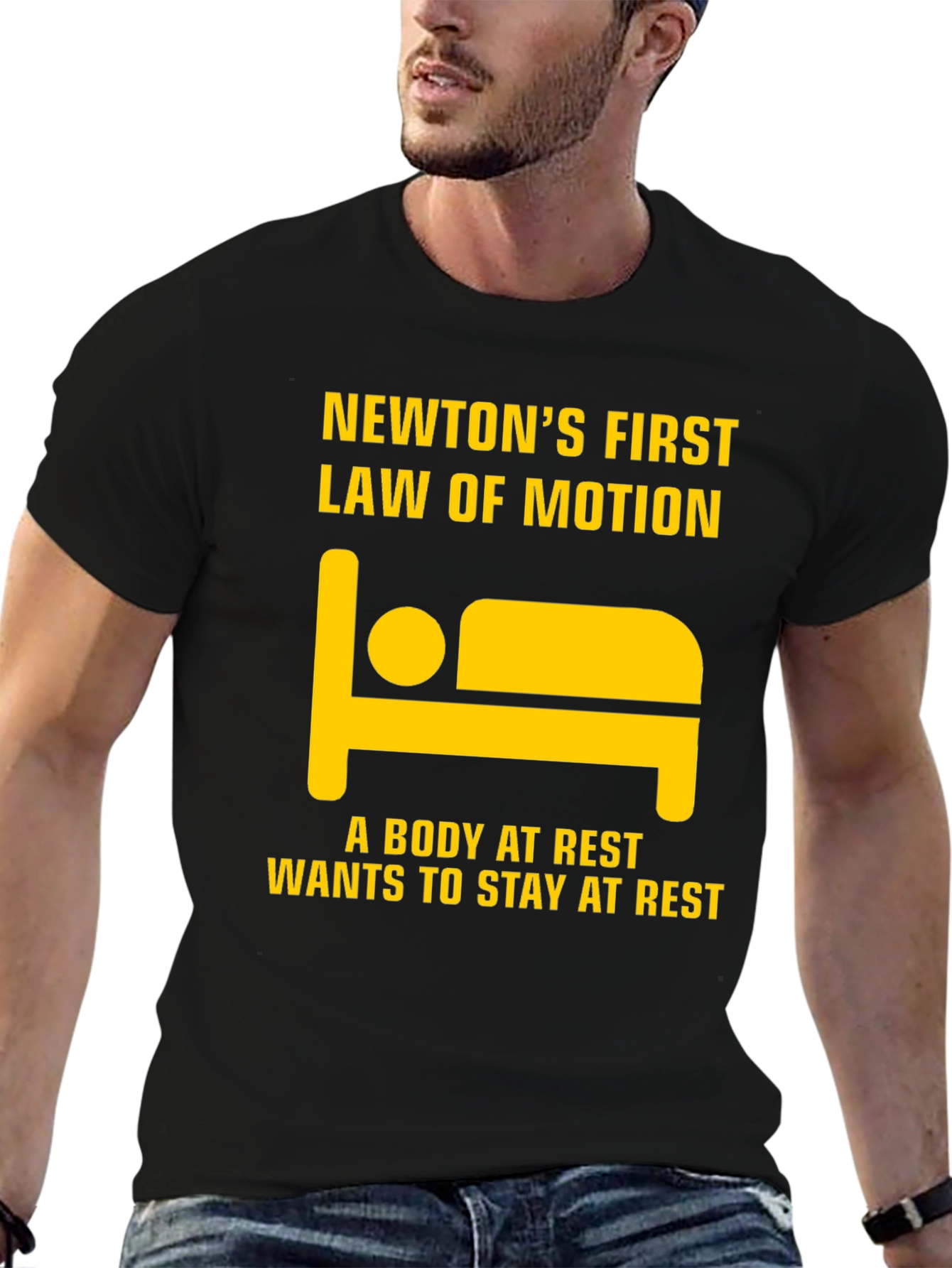 Black Newton's First Law T-Shirt - Body at Rest view 6