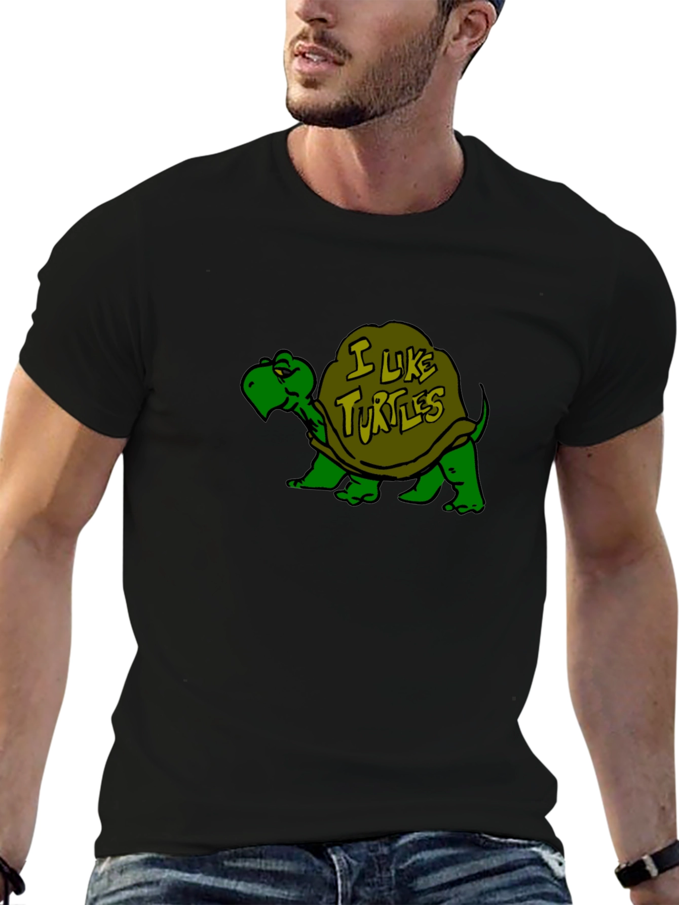 Black I Like Turtles Black T-Shirt view 6